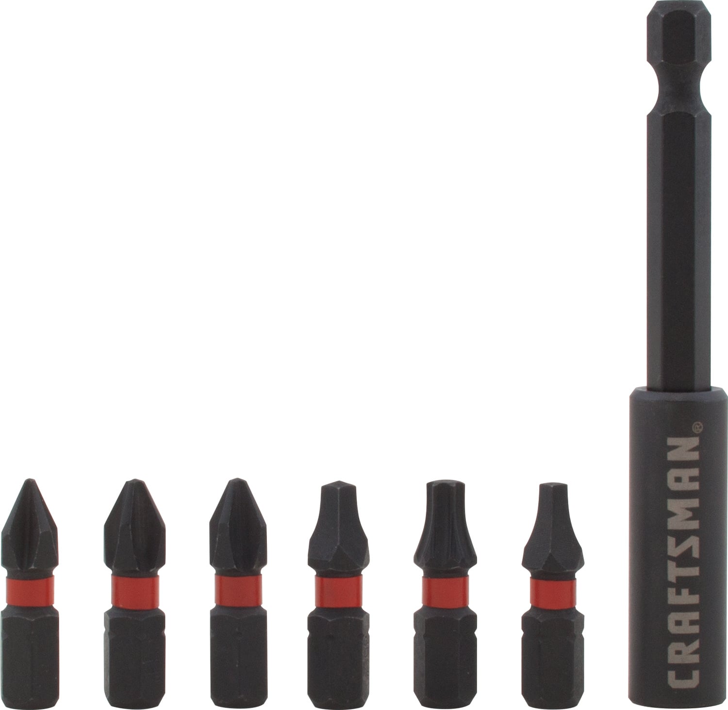 Set de puntas para destornillador de impacto de 1/4 pulgadas x 1 pulgada 7 piezas con clasificación de impacto CRAFTSMAN CMAF1516