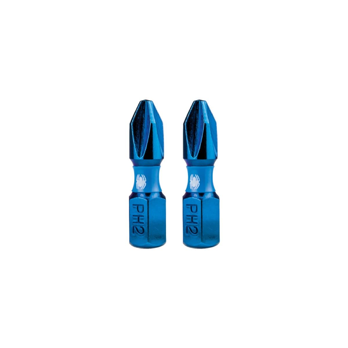 Punta para destornillador de impacto Phillips Spyder Mach-Blue PH2 de 1/4 pulgadas x 1 pulgada, juego de 2 piezas 19034
