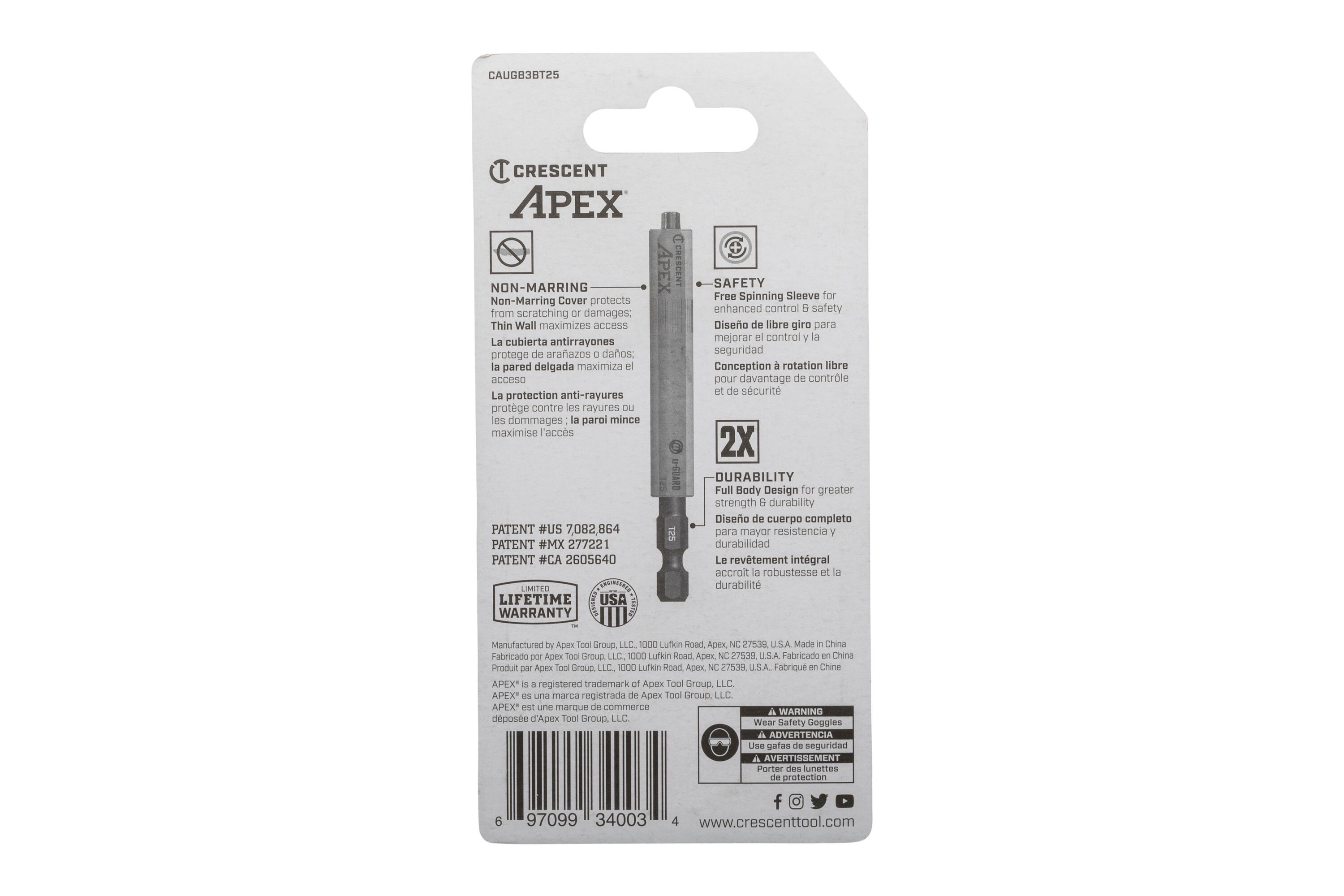Juego de Puntas para Desarmador de Impacto Torx Crescent 1/4 pulgadas x 3-1/2 pulgadas 2 Piezas