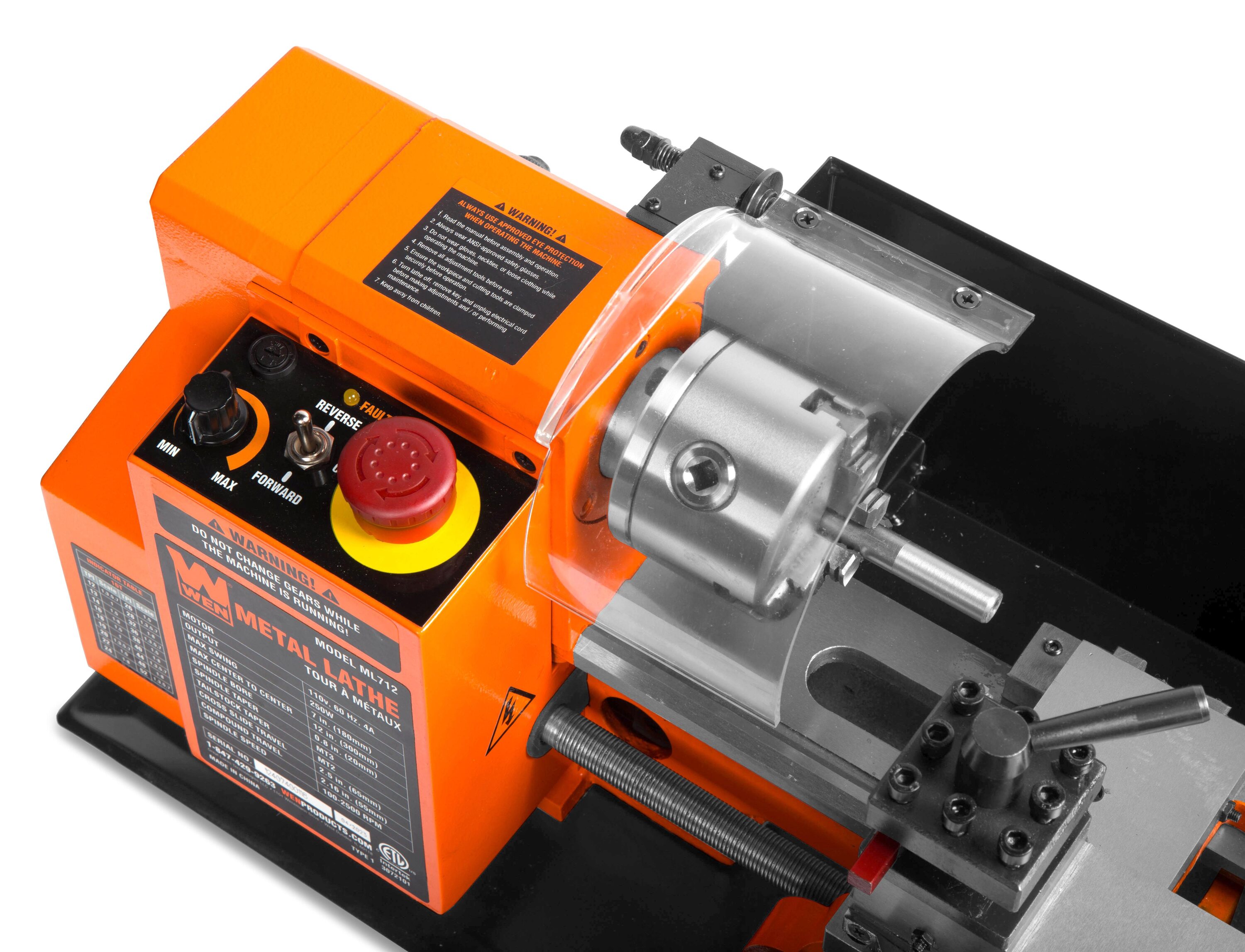 Torno de metal de velocidad variable WEN 7 pulgadas x 12 pulgadas ML712