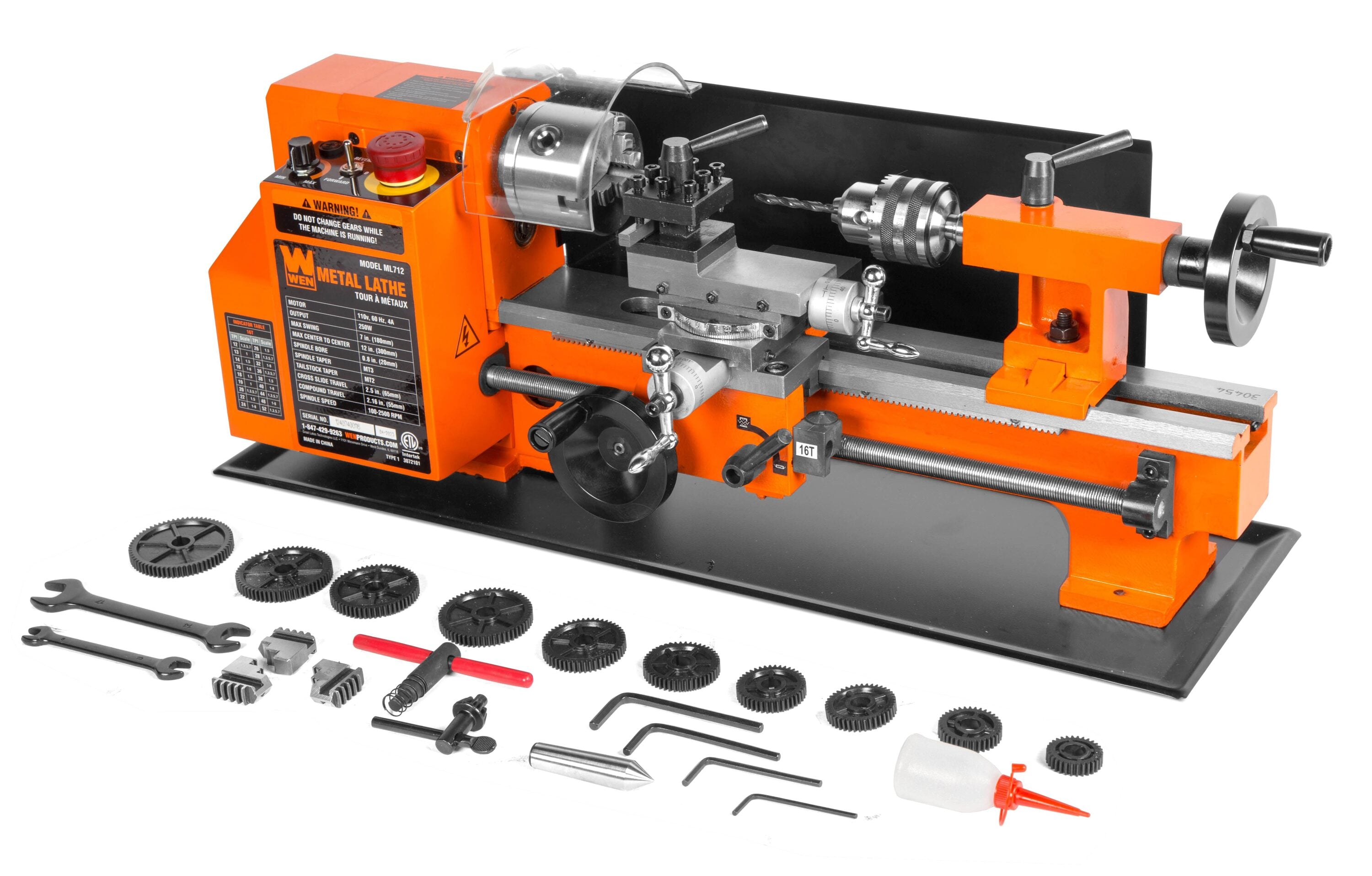 Torno de metal de velocidad variable WEN 7 pulgadas x 12 pulgadas ML712