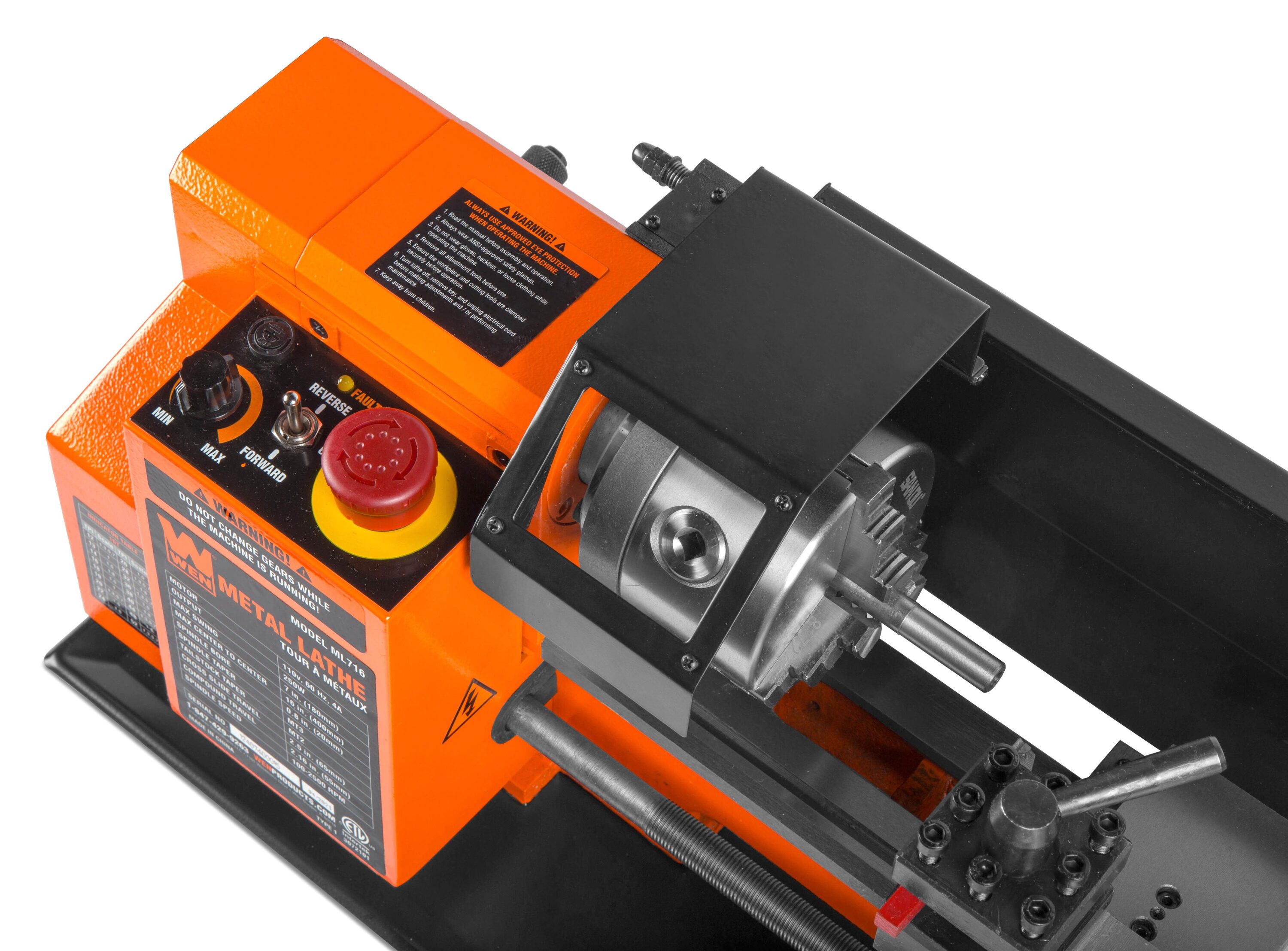 Torno de metal de velocidad variable WEN de 7 pulgadas x 16 pulgadas ML716