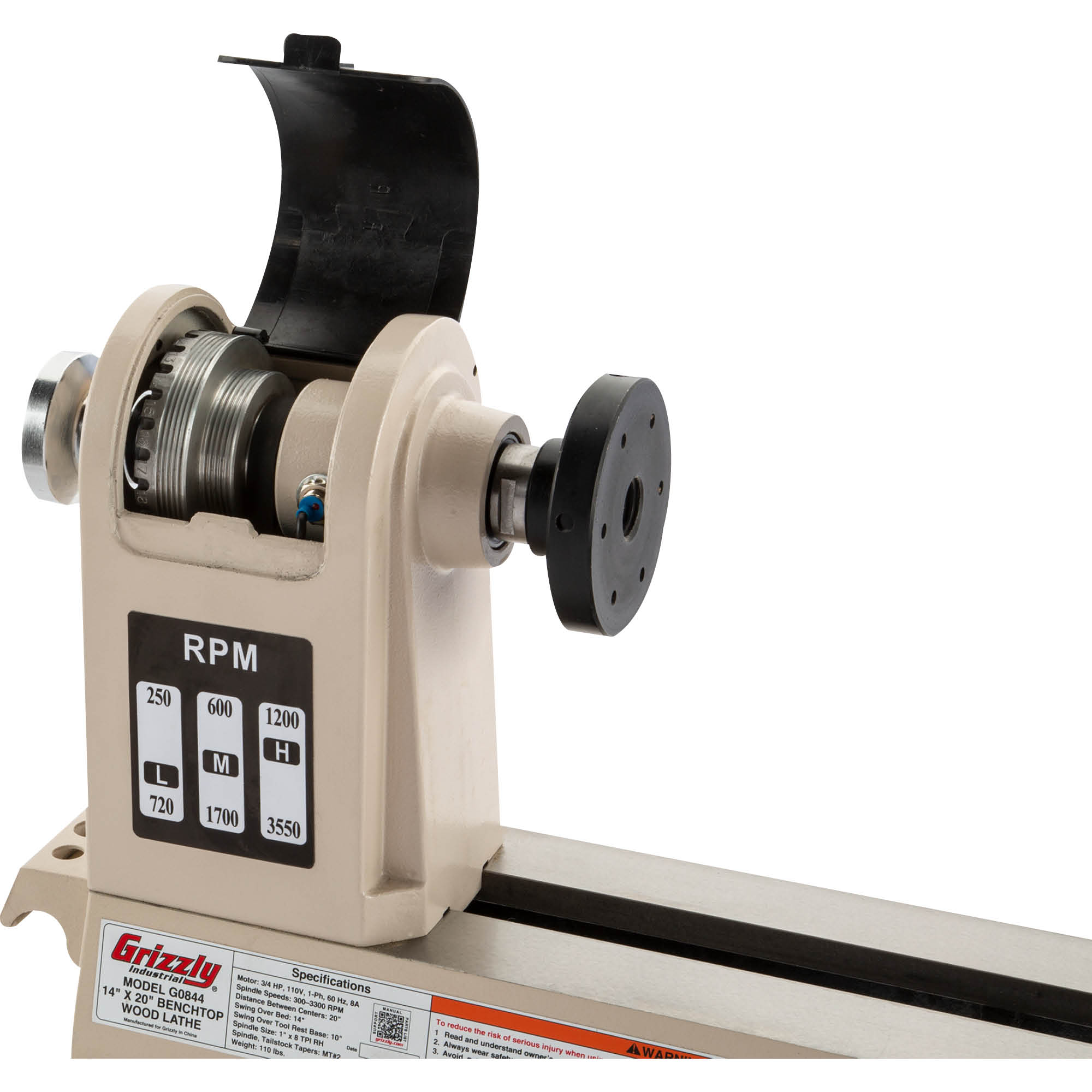 Torno de madera de velocidad variable Grizzly de 14 pulgadas x 20 pulgadas G0844