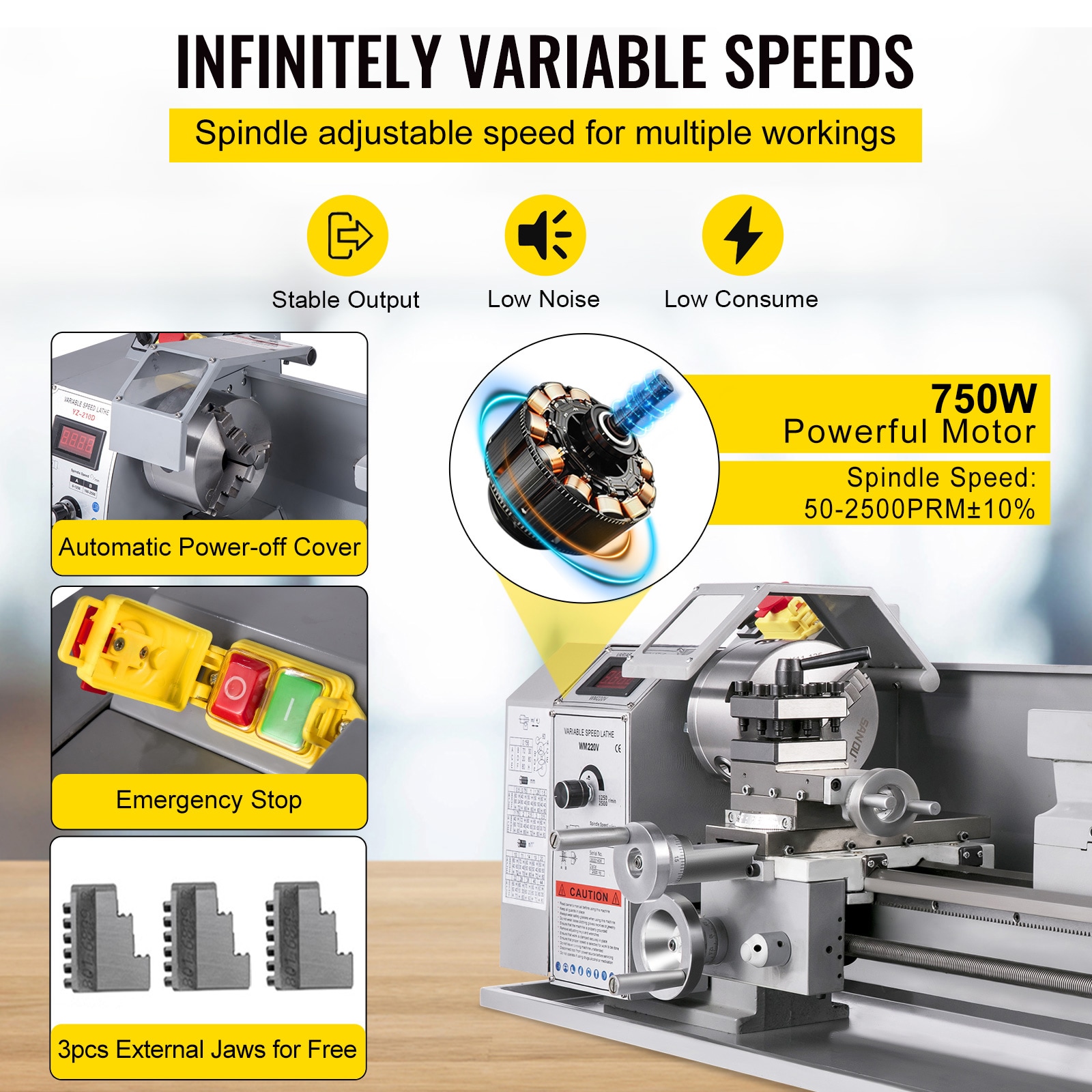 Torno de madera SVOPES de 8.3 pulgadas con velocidad variable SVOPESDLSJZ2103785V1