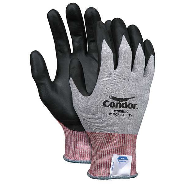 Guantes con recubrimiento resistente a cortes Condor, Nivel de corte 2, calibre 15, Negro/Gris, XL - 30YP56.