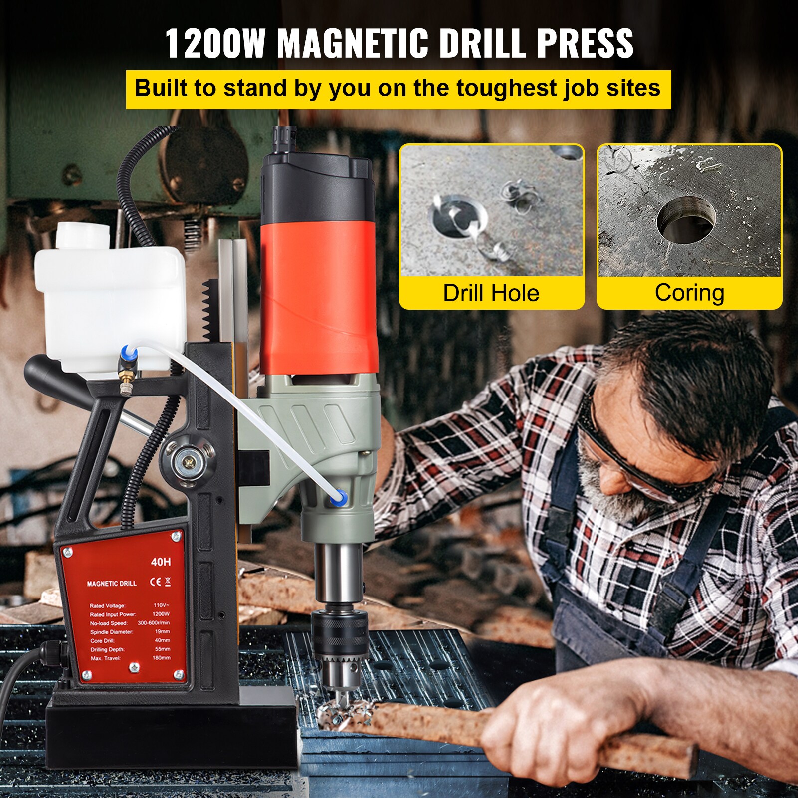 Prensa de taladro de bancada SVOPES 1200W 2 Rieles de cola de milano 13000N 5.23 A 1 Velocidad SVOPESSYWGDCL01150V1