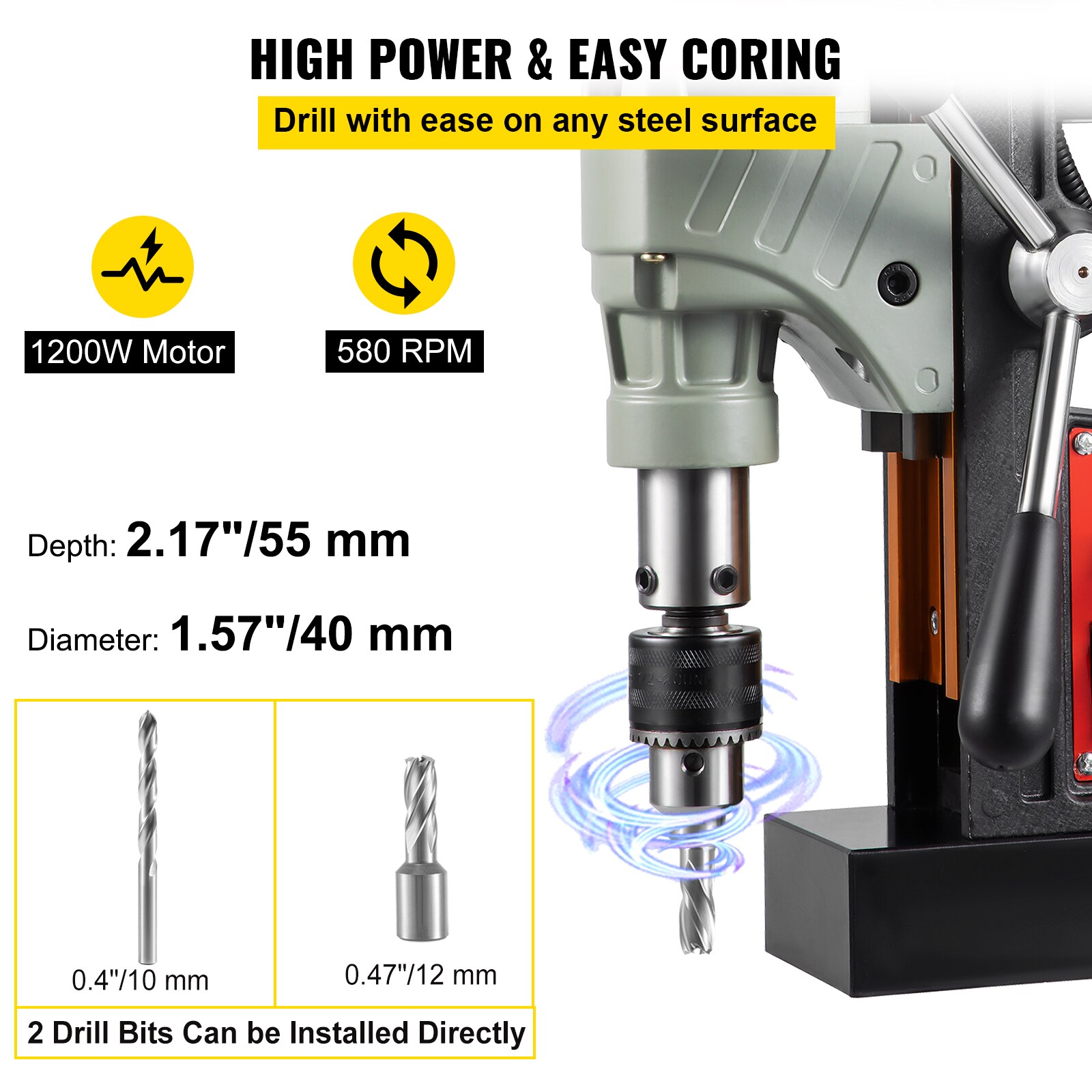 Prensa de taladro de bancada SVOPES 1200W 2 Rieles de cola de milano 13000N 5.23 A 1 Velocidad SVOPESSYWGDCL01150V1