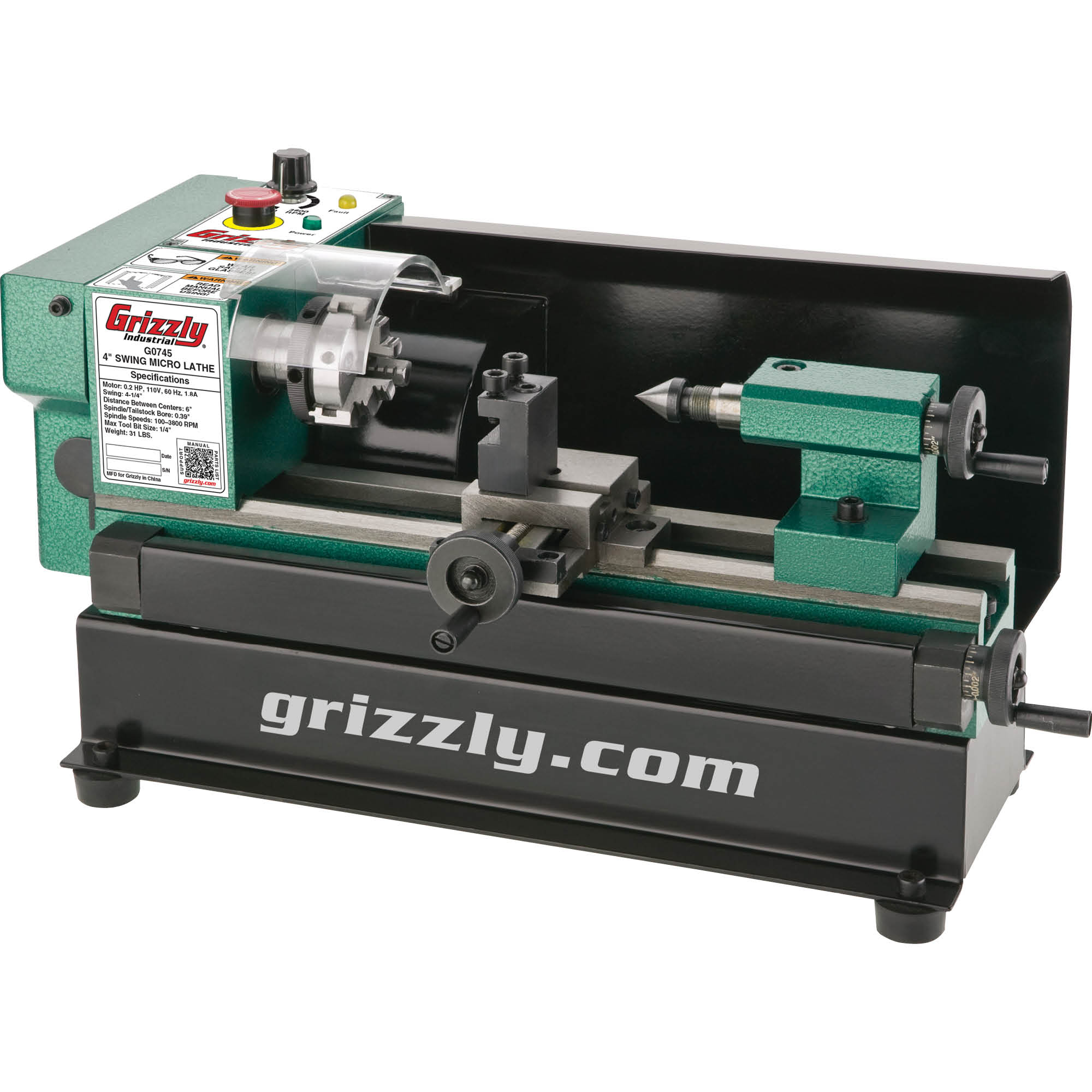 Torno de metal de velocidad variable Grizzly 4 pulgadas x 6 pulgadas G0745