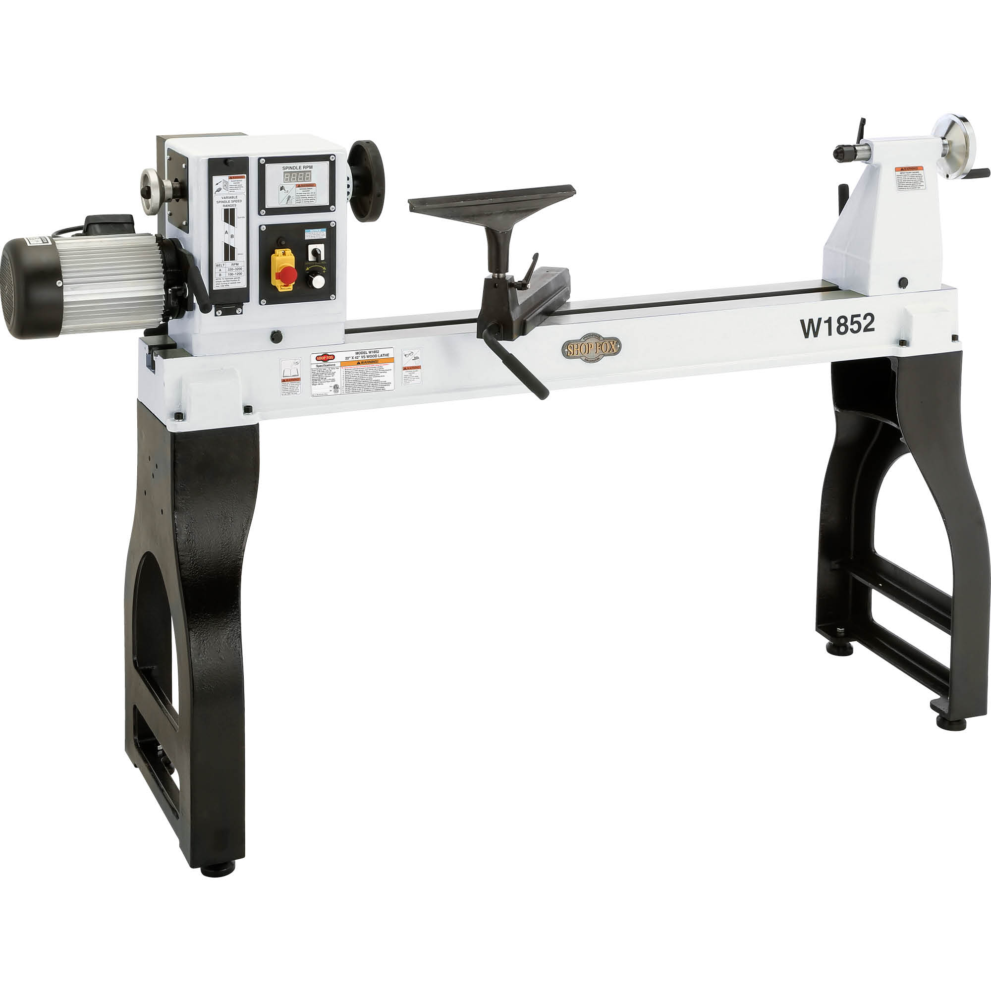 Torno de madera de velocidad variable de 22 pulgadas x 42 pulgadas de Shop Fox modelo W1852