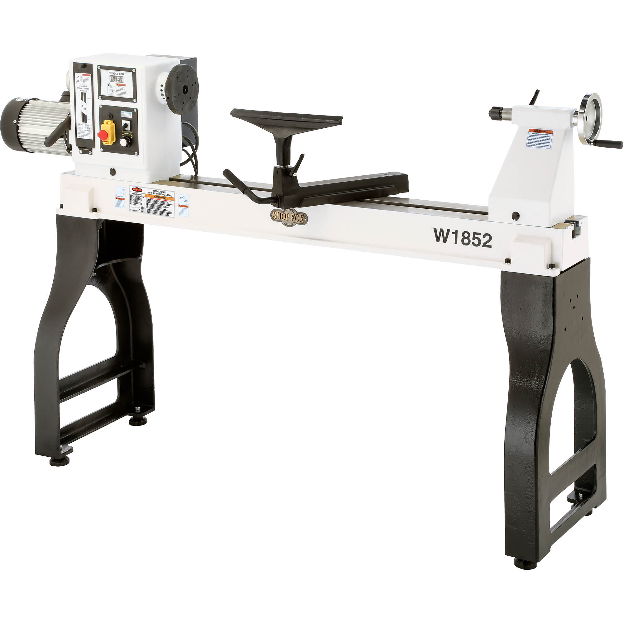 Torno de madera de velocidad variable de 22 pulgadas x 42 pulgadas de Shop Fox modelo W1852