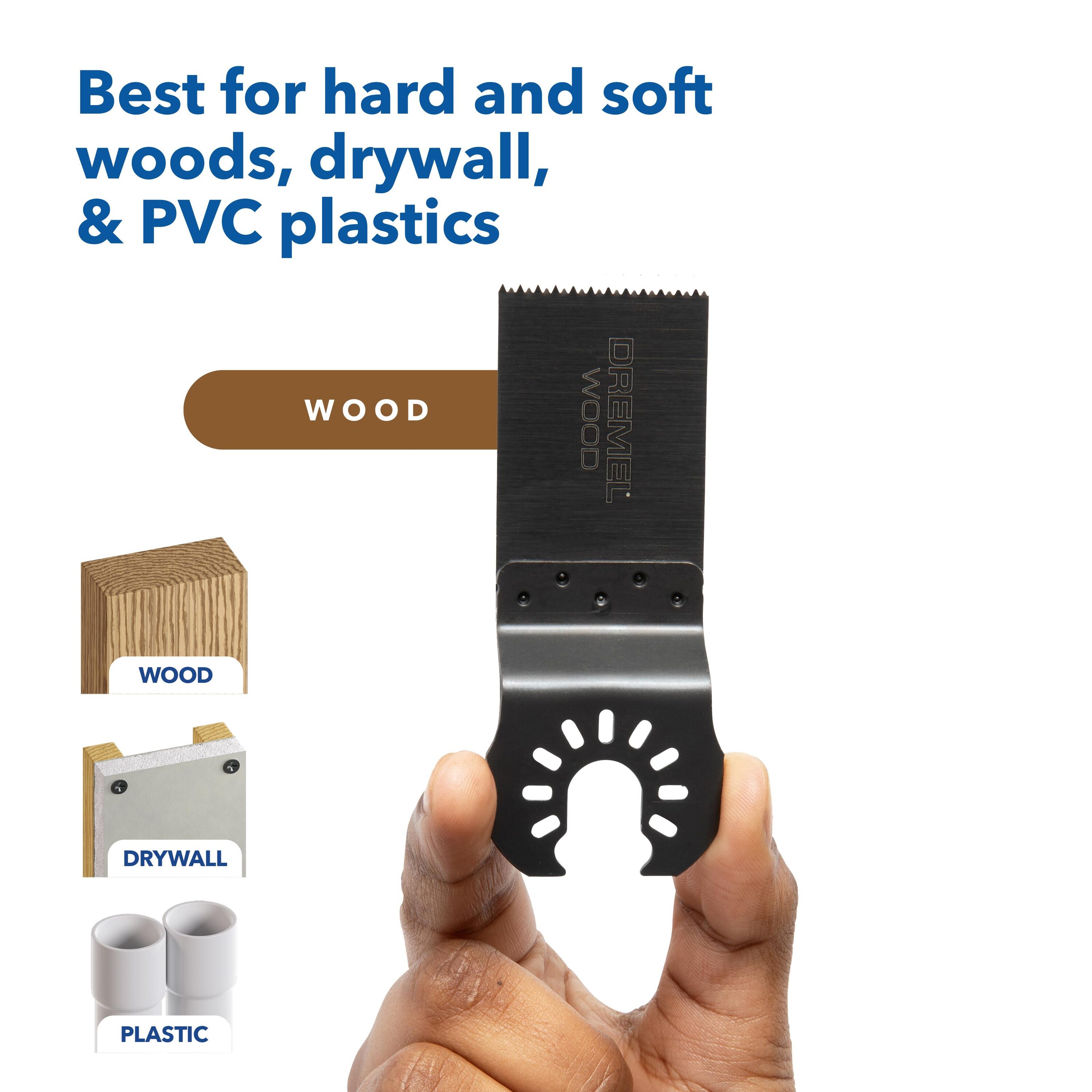 Cuchilla para herramienta oscilante Dremel Universal True Fit de acero al alto carbono para corte en madera de 1/4 pulgadas MM100W-1