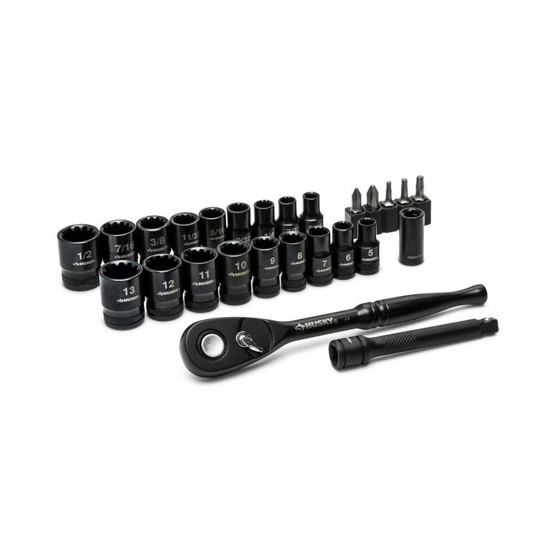 Juego de llaves de dado universal de 100 posiciones y 1/4 de pulgada de Husky (26 piezas) - H1004D26SWS