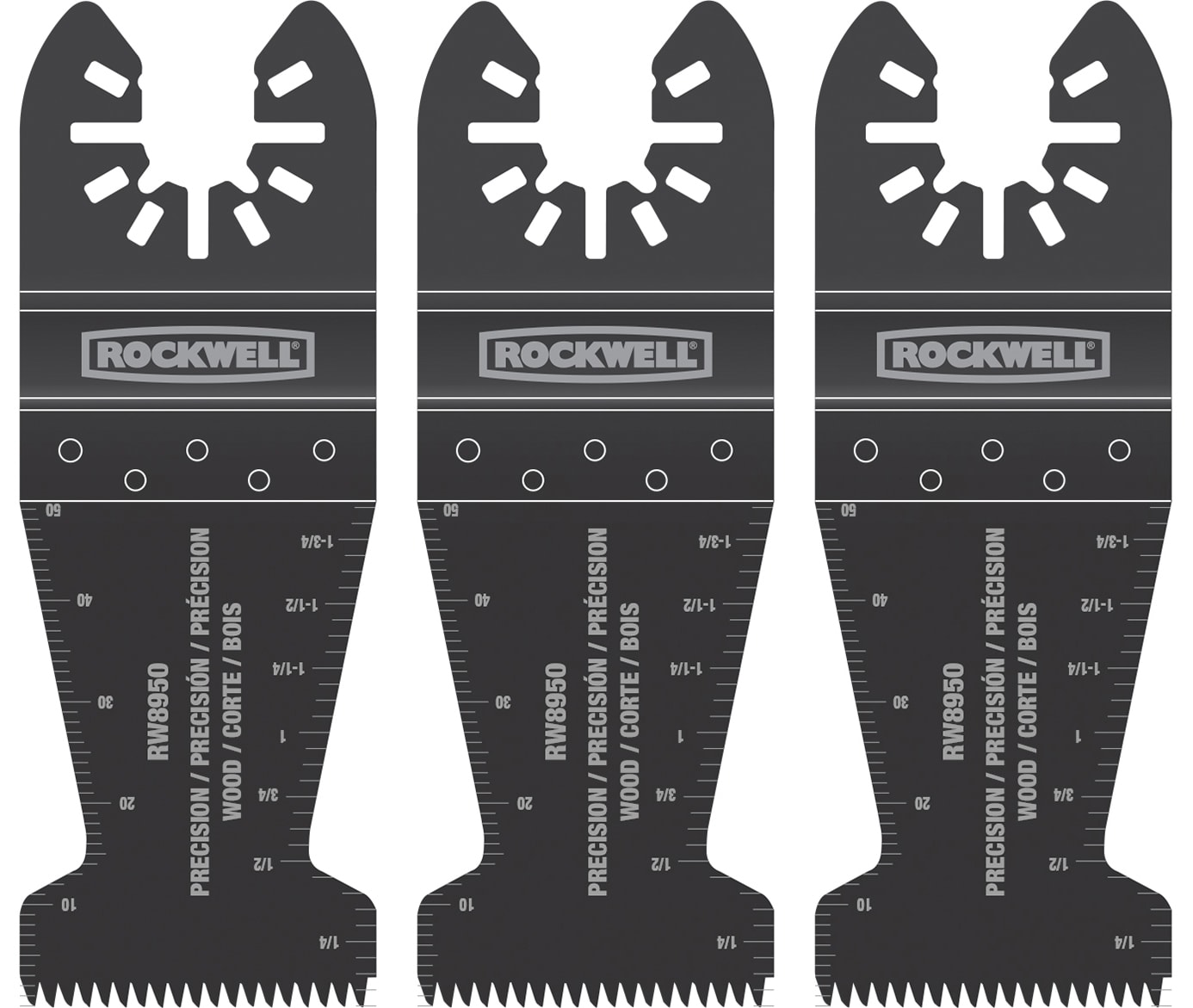 ROCKWELL Sonicrafter 3 - Juego de 3 hojas para herramienta oscilante de acero de alto carbono RW8950.3