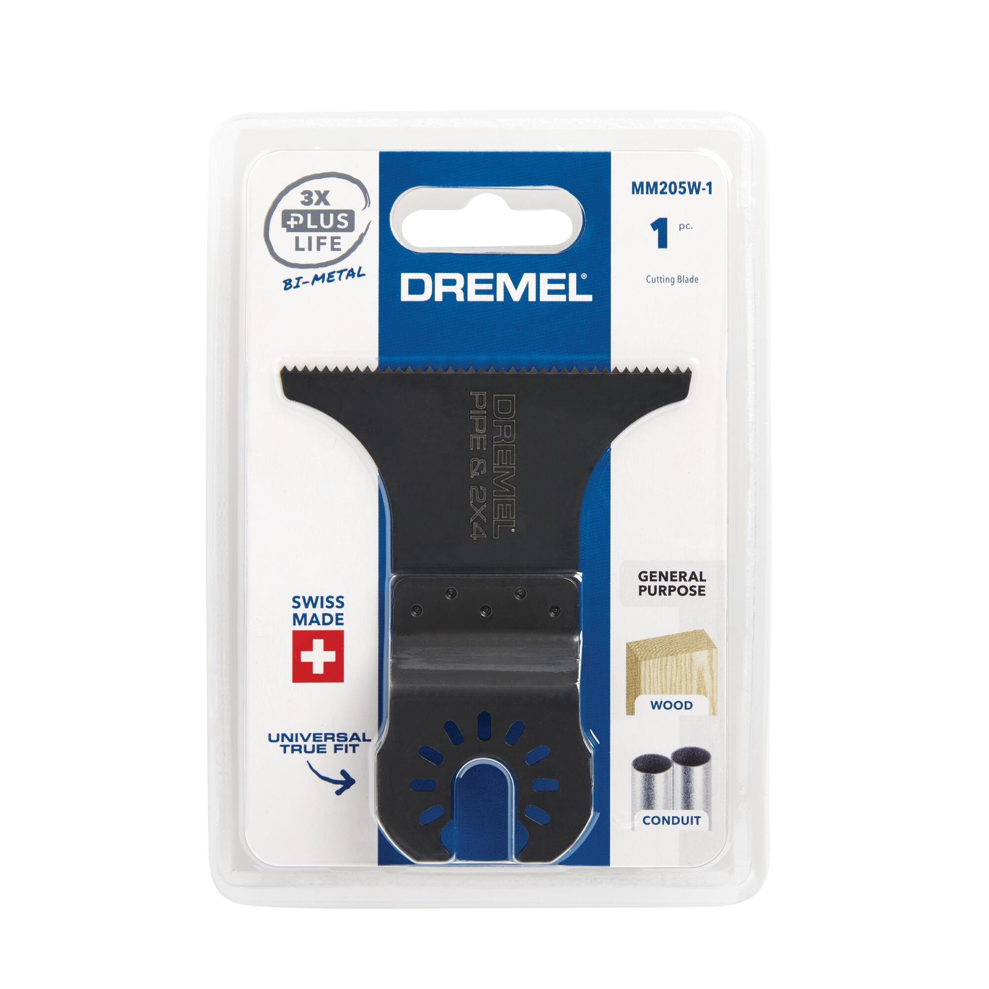 Hoja de herramienta oscilante de corte amplio y enrasado bi-metálica Dremel Universal True Fit MM205W-1