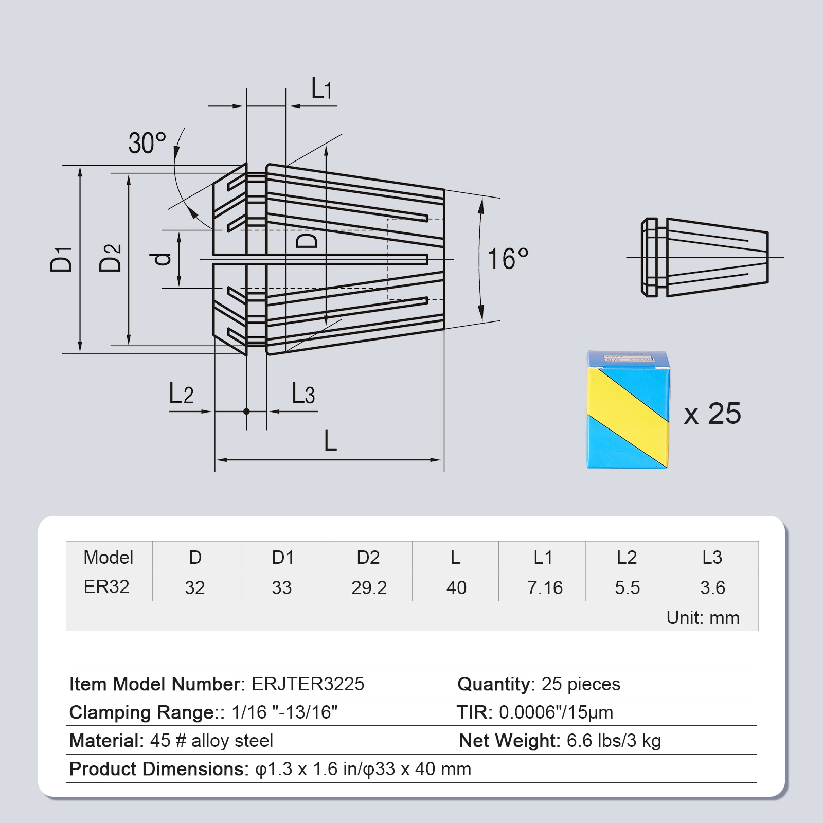Juego de tuercas para mandril de herramienta rotativa SVOPES 1/32 a 1/8 pulgadas