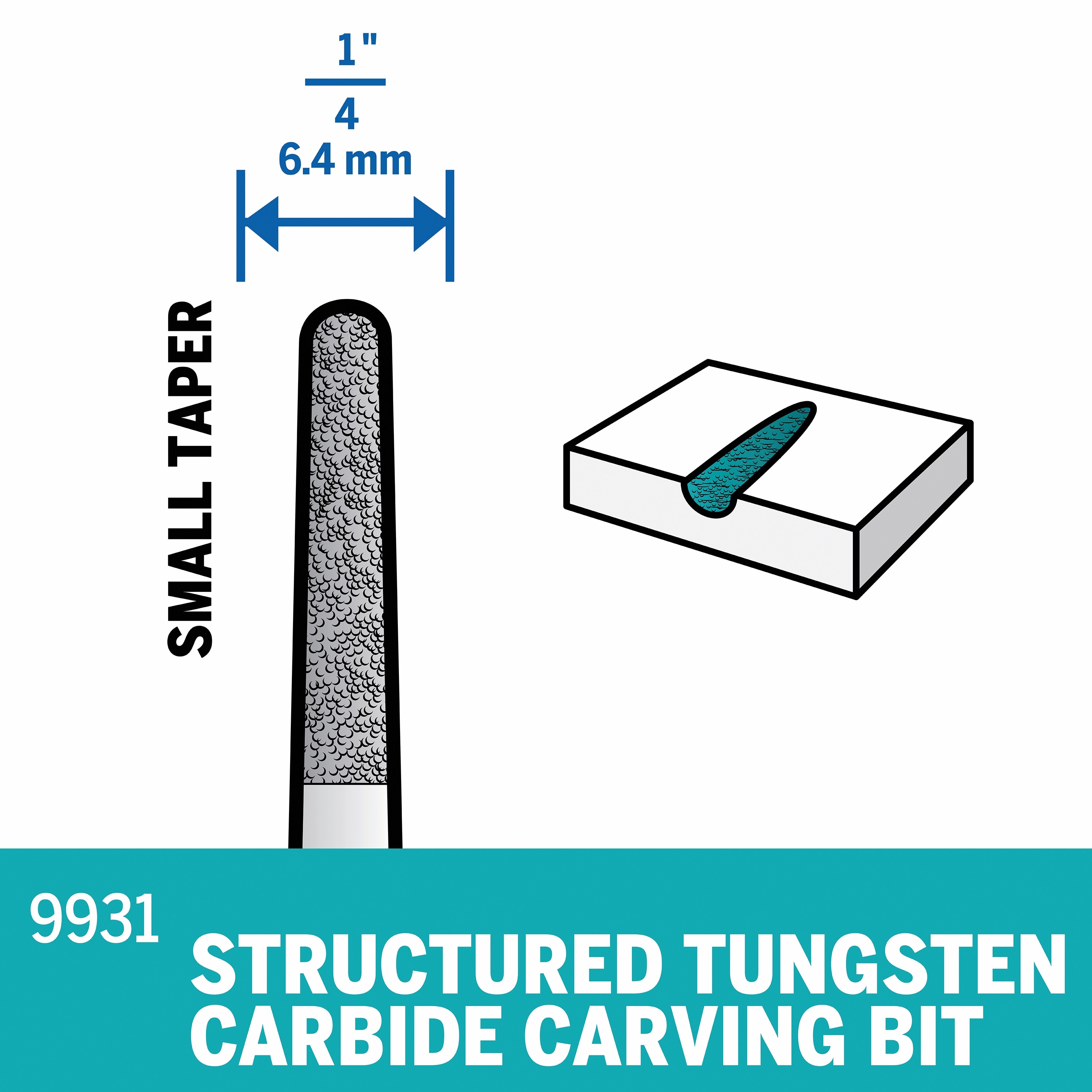 Punta de corte de carburo de tungsteno de 1/4 pulgadas para Dremel Accesorio 9931-03