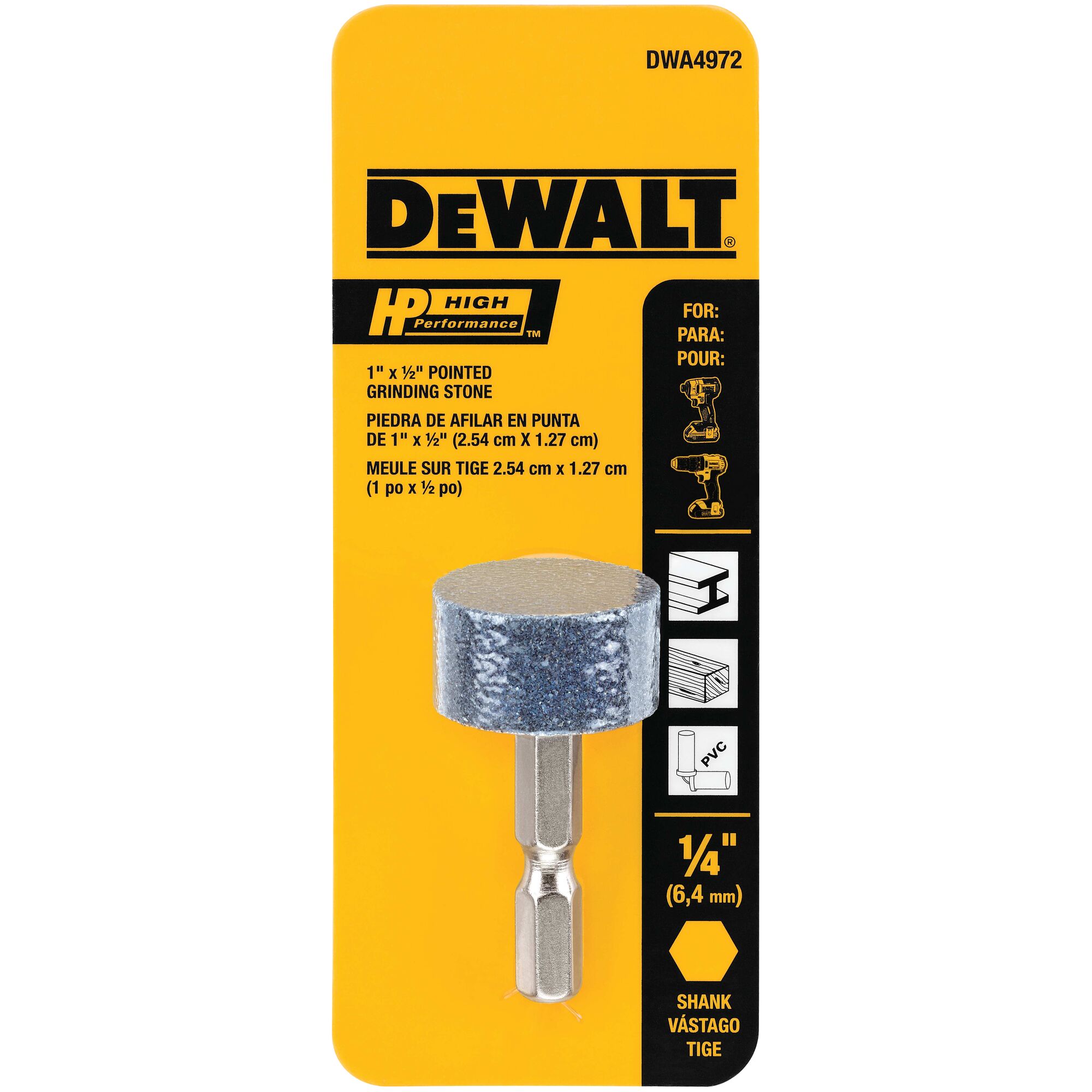 Accesorio DEWALT HP de óxido de aluminio para afilar y rectificar de 1 pulgada DWA4972