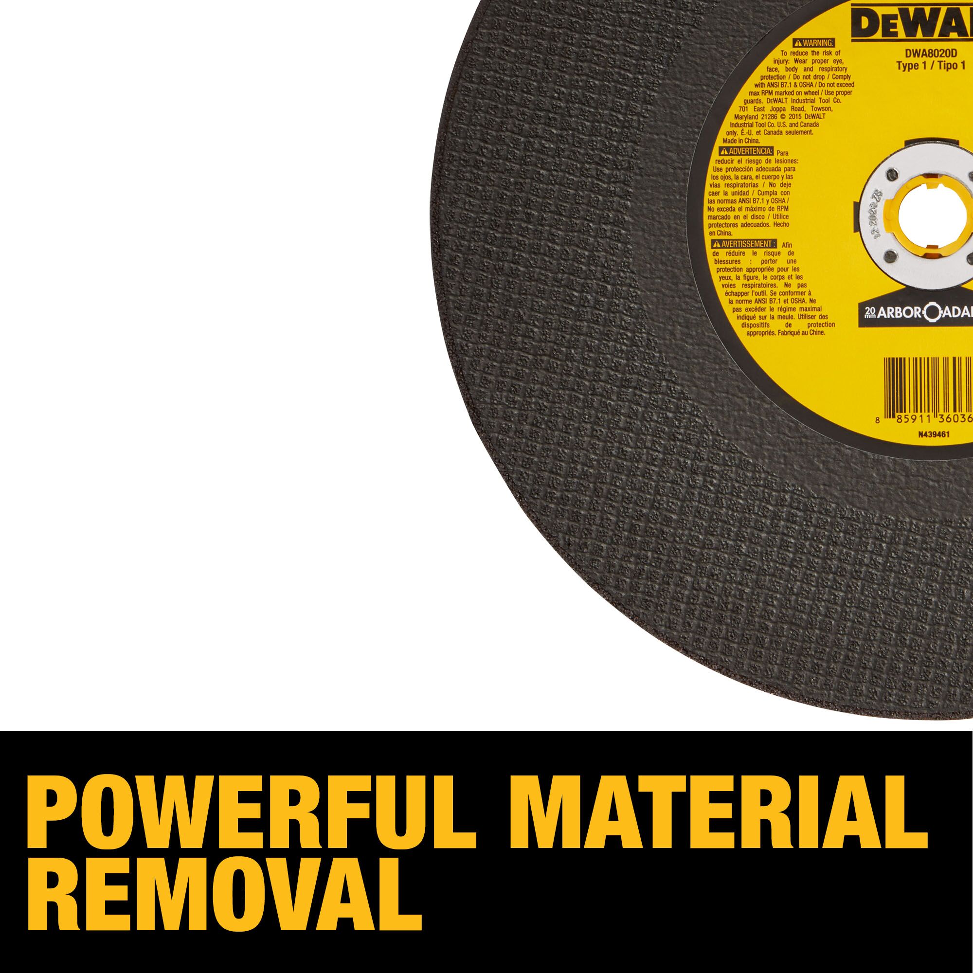 Rueda de corte DEWALT de óxido de aluminio de 12 pulgadas accesorio DWA8020D