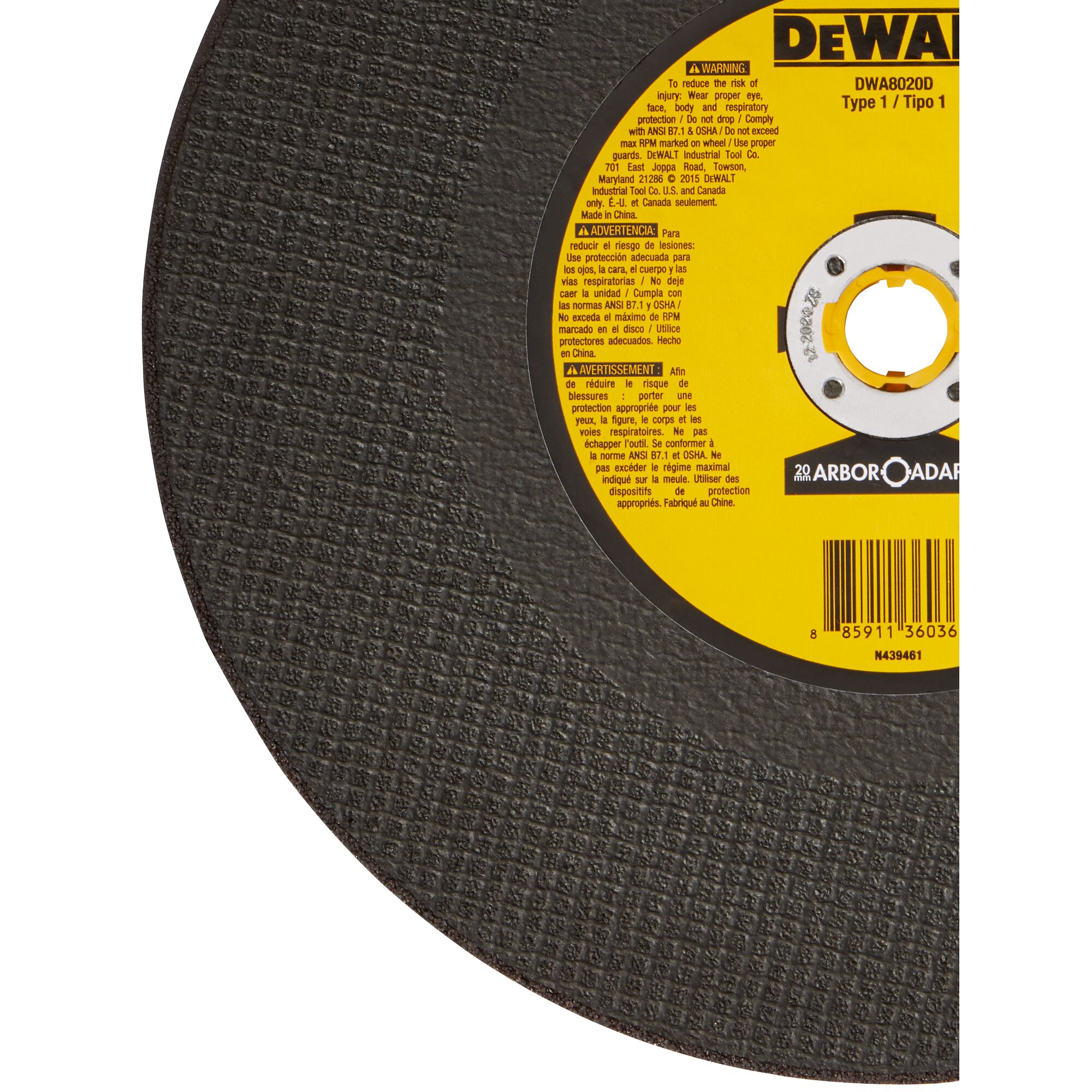 Rueda de corte DEWALT de óxido de aluminio de 12 pulgadas accesorio DWA8020D