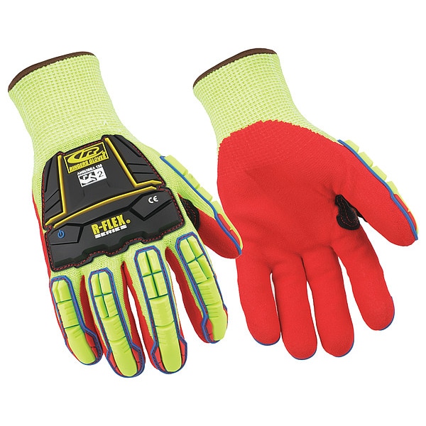 Guantes recubiertos de Ansell, Nivel de corte A6, 13 ga, negros, amarillo de alta visibilidad, XS - 085.
