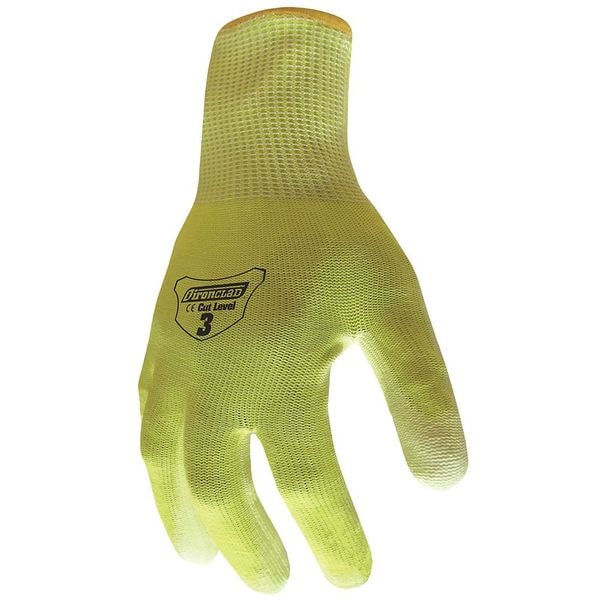 Guantes recubiertos de alto rendimiento Ironclad, resistentes al corte y visibles, calibre 13, amarillos, talla 2XL - G-IKC3HSY-06-XXL.