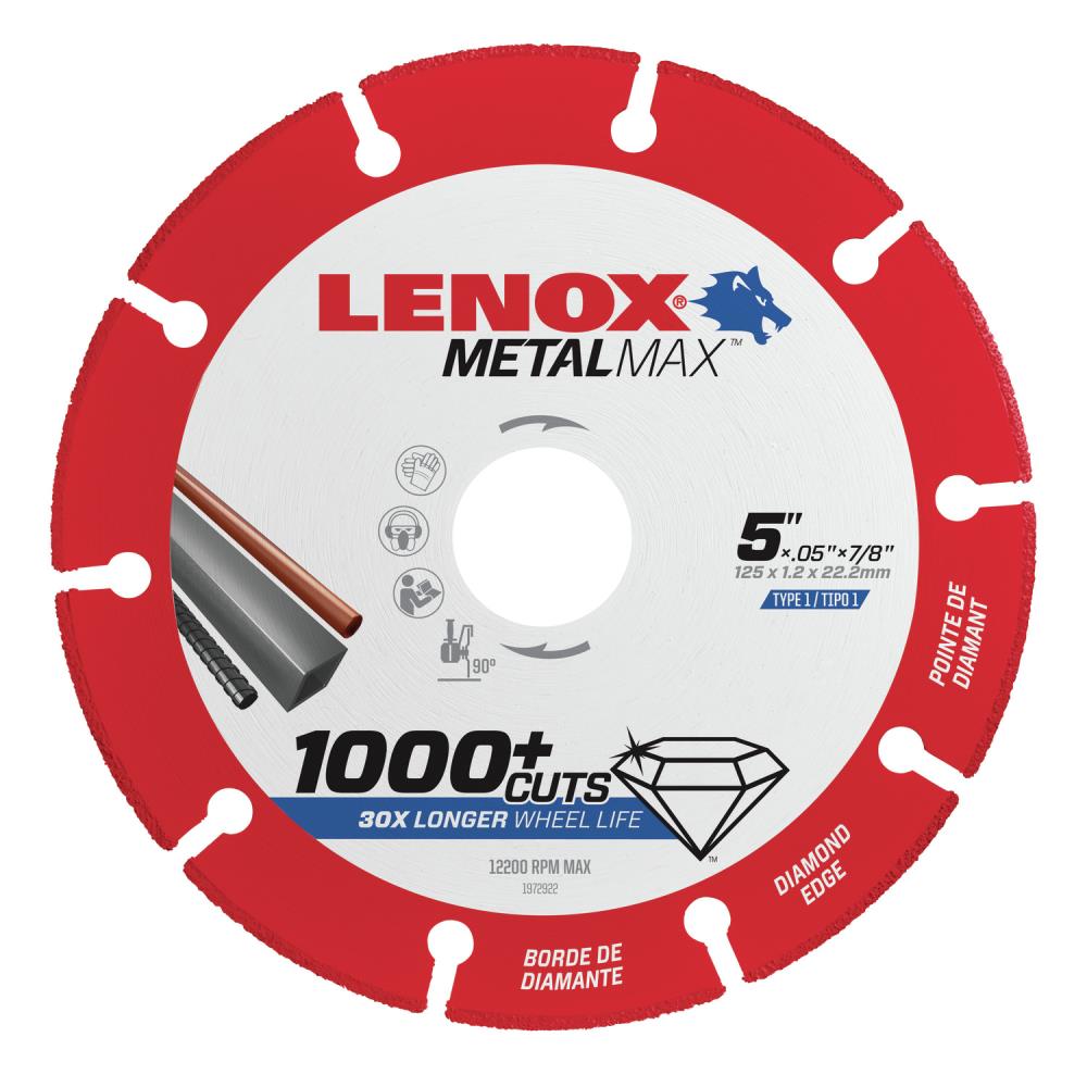 Disco de corte LENOX Metalmax con grano de diamante de 5 pulgadas, accesorio 1972922