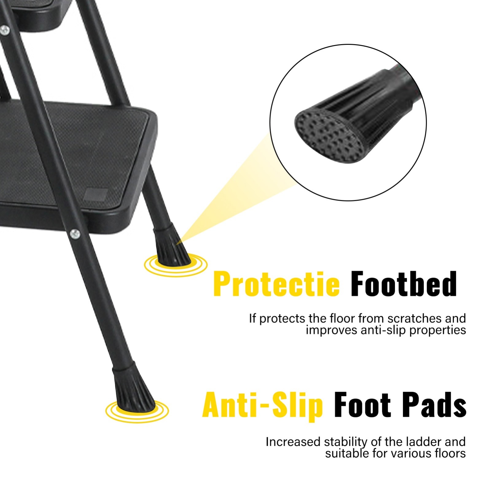 Escalera de 5 pasos Siavonce Capacidad de 550 lb, plegable de acero negro XH30444