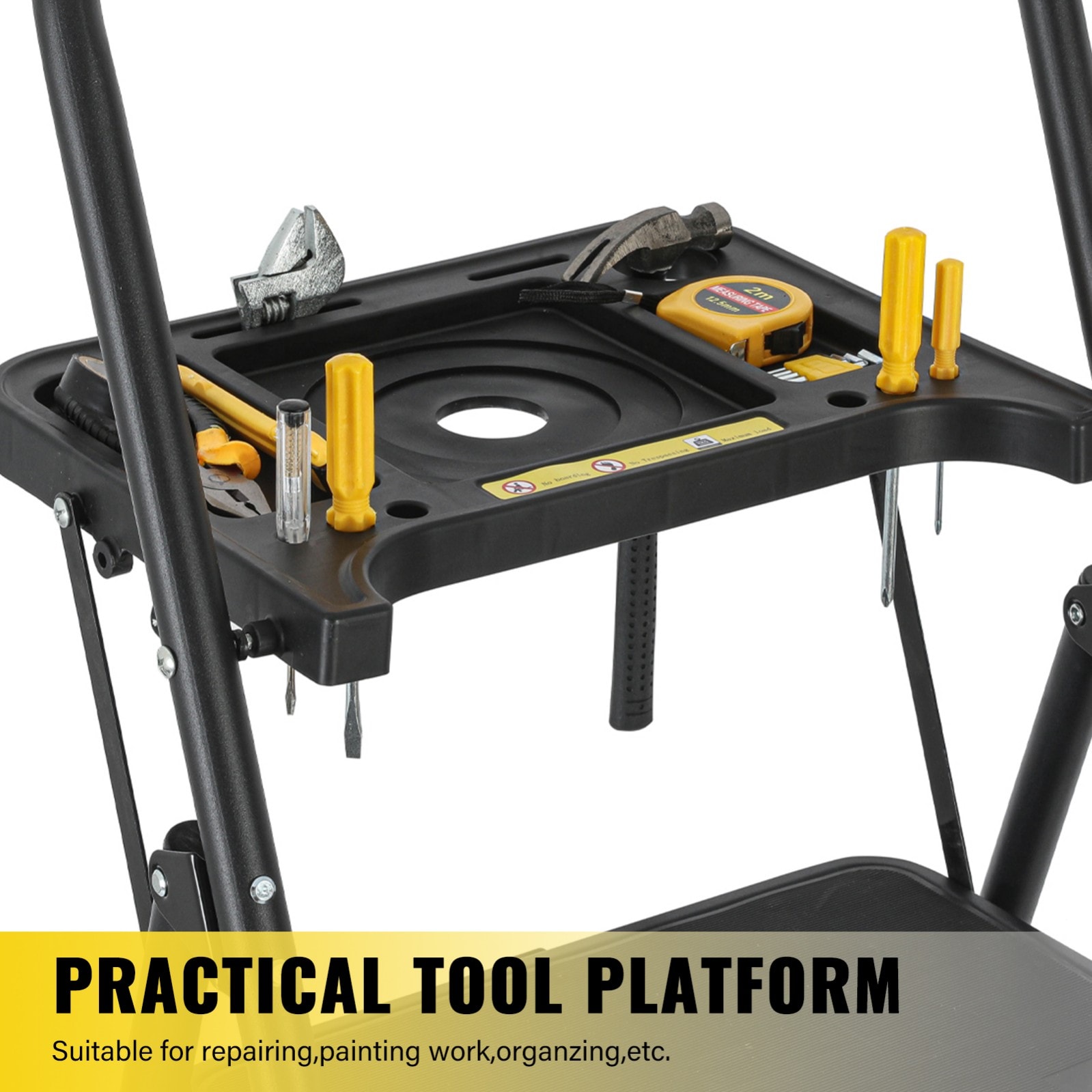 Escalera de 5 pasos Siavonce Capacidad de 550 lb, plegable de acero negro XH30444