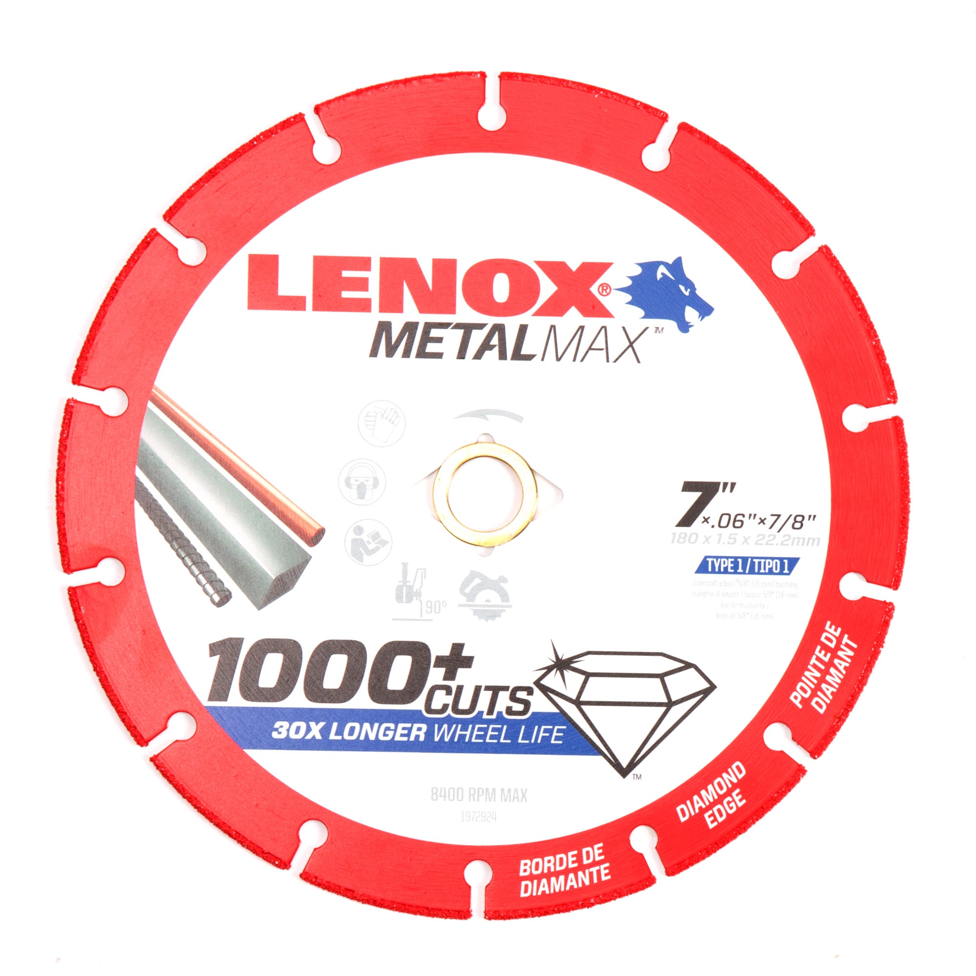 Disco de corte accessory de 7 pulgadas con grano de diamante Metalmax de LENOX 1972924