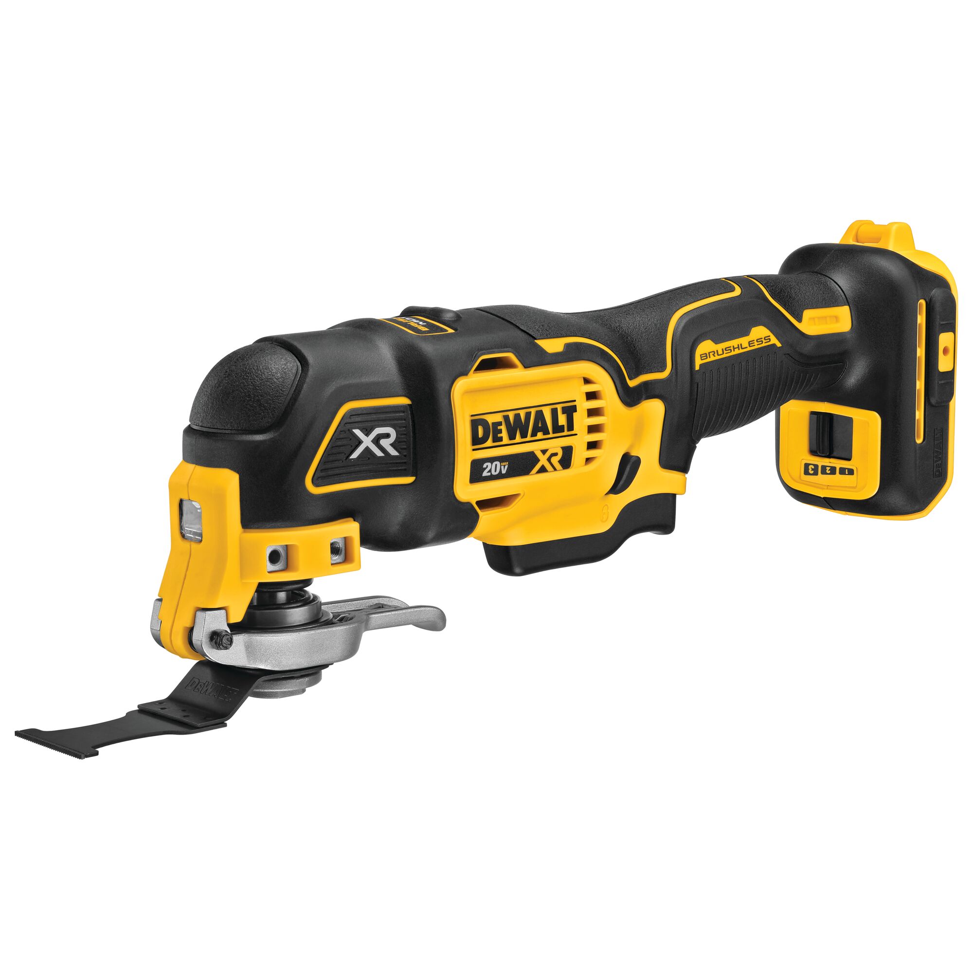 Herramienta oscilante multifuncional inalámbrica DEWALT XR 20V Max con motor sin escobillas de 3 velocidades, estuche suave y 1 batería incluida - 8 piezas (DCS356SD1)