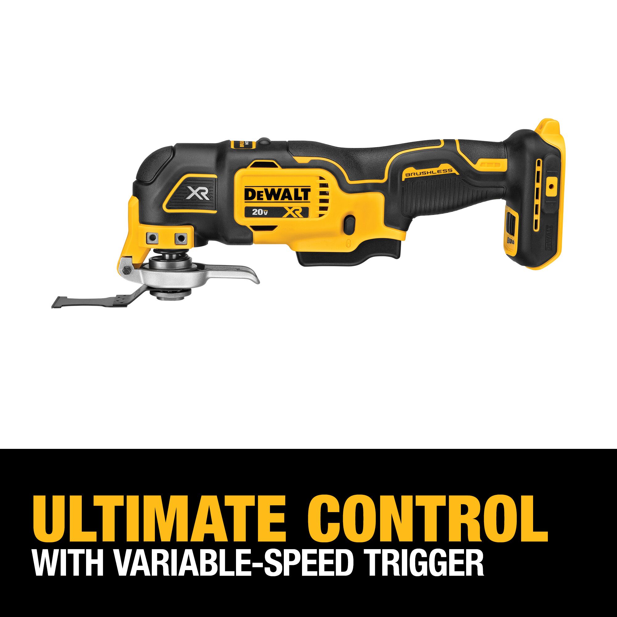 Herramienta oscilante multifuncional inalámbrica DEWALT XR 20V Max con motor sin escobillas de 3 velocidades, estuche suave y 1 batería incluida - 8 piezas (DCS356SD1)