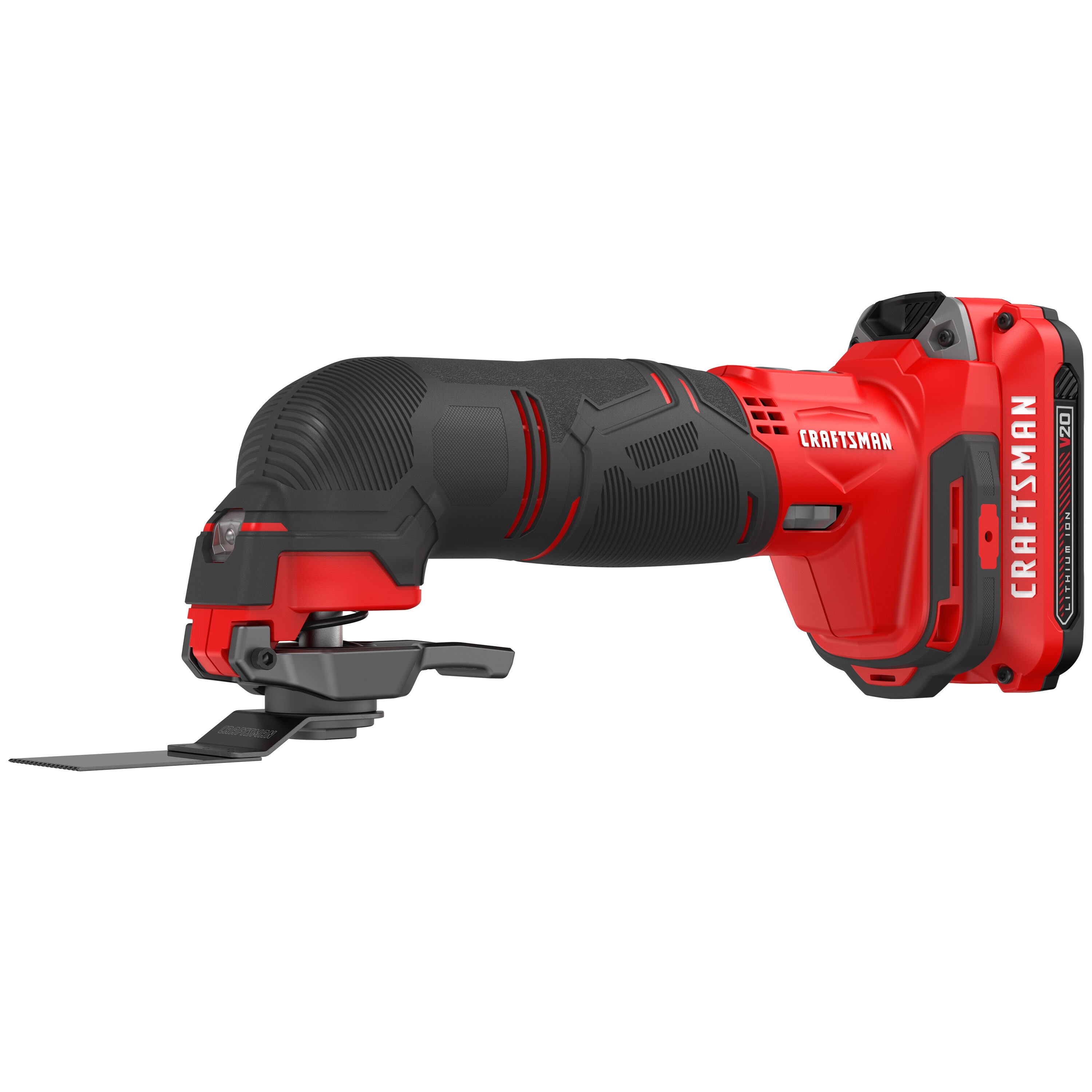 Herramienta multiusos oscilante inalámbrica CRAFTSMAN V20 de 20 voltios con velocidad variable, estuche suave y 11 piezas - incluye 1 batería CMCE501D1