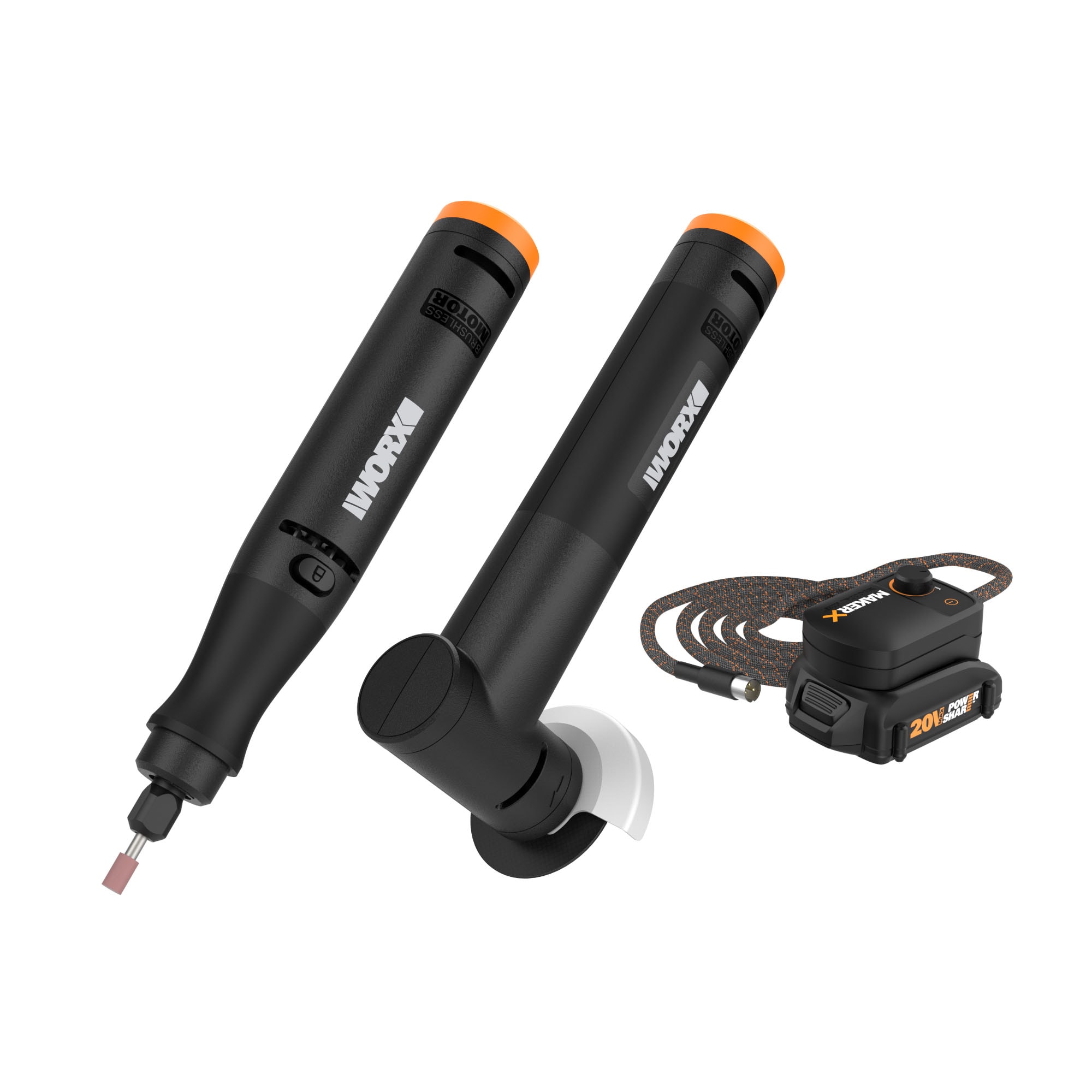 Kit de herramientas giratorias con cable WORX MakerX de velocidad variable de 20 voltios máximo, multiusos (incluye cargador) WX990L