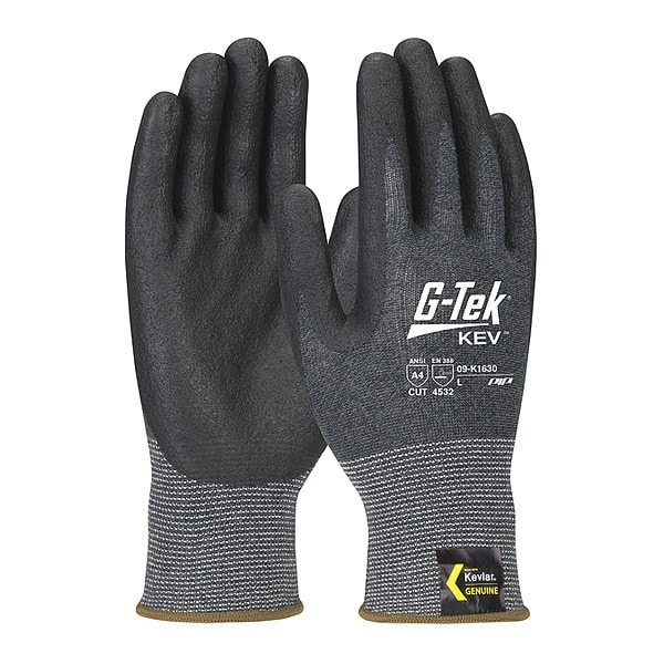 Guantes recubiertos resistentes al corte Pip, Nivel de corte A4, calibre 13, gris/negro, L - 09-K1630/L