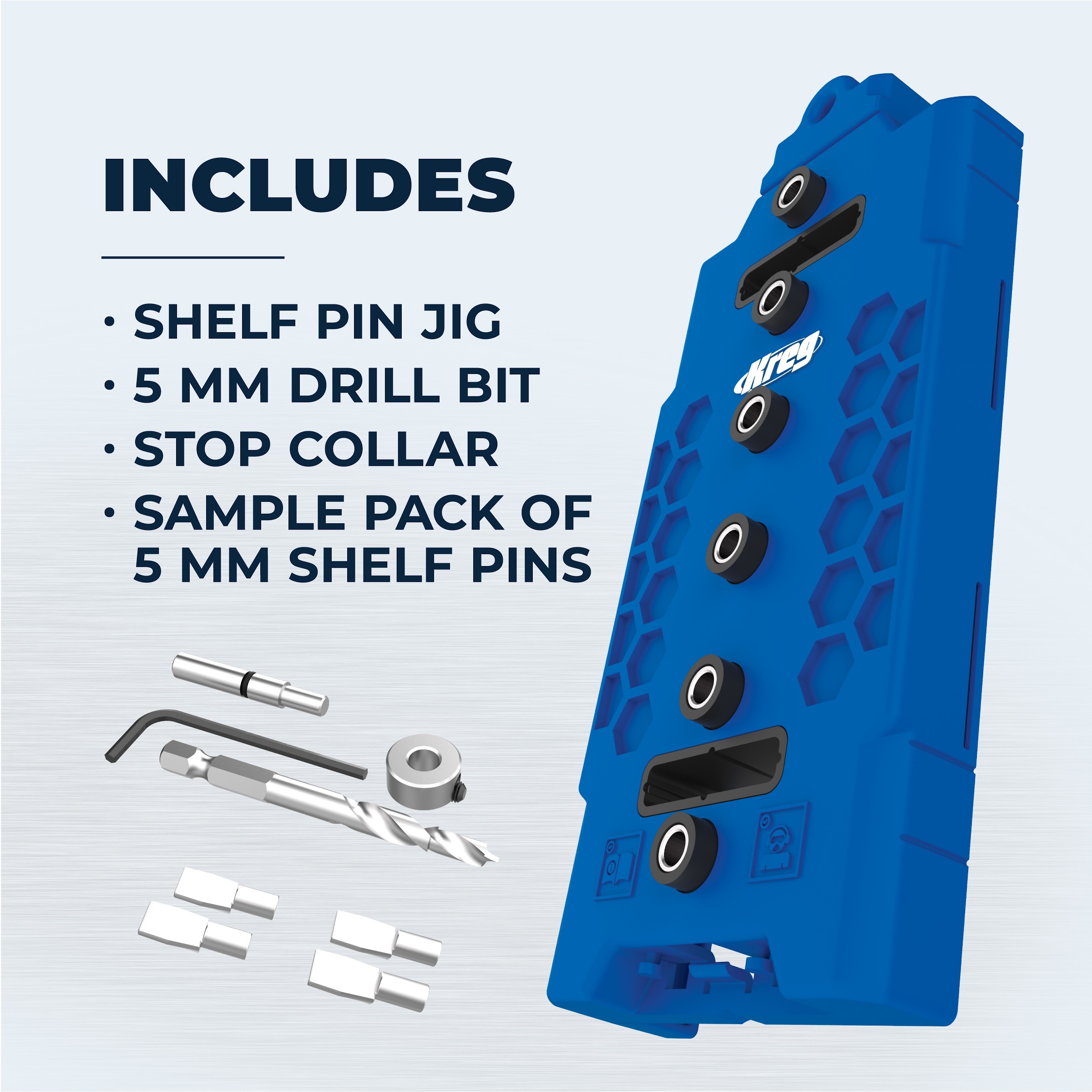 Plantilla para clavija de repisa Kreg 5mm - Crea agujeros perfectamente espaciados a intervalos de 1-1/4 pulgadas (32 mm) KMA3232