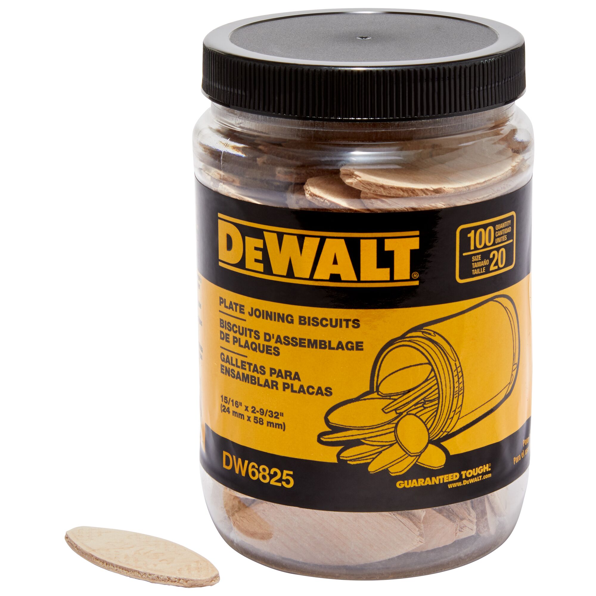 Tubo DEWALT de 100 galletas de tamaño No. 20 DW6825