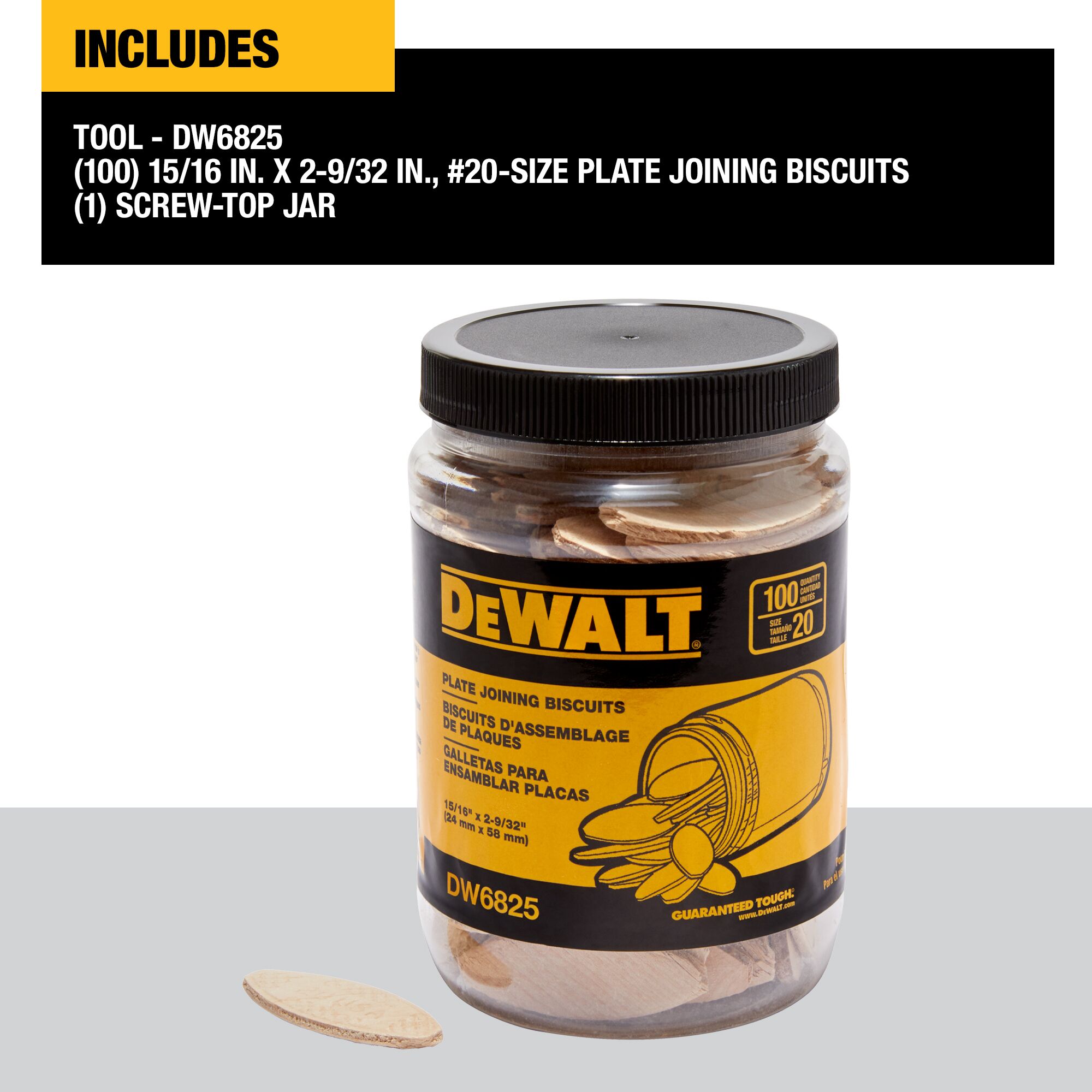 Tubo DEWALT de 100 galletas de tamaño No. 20 DW6825