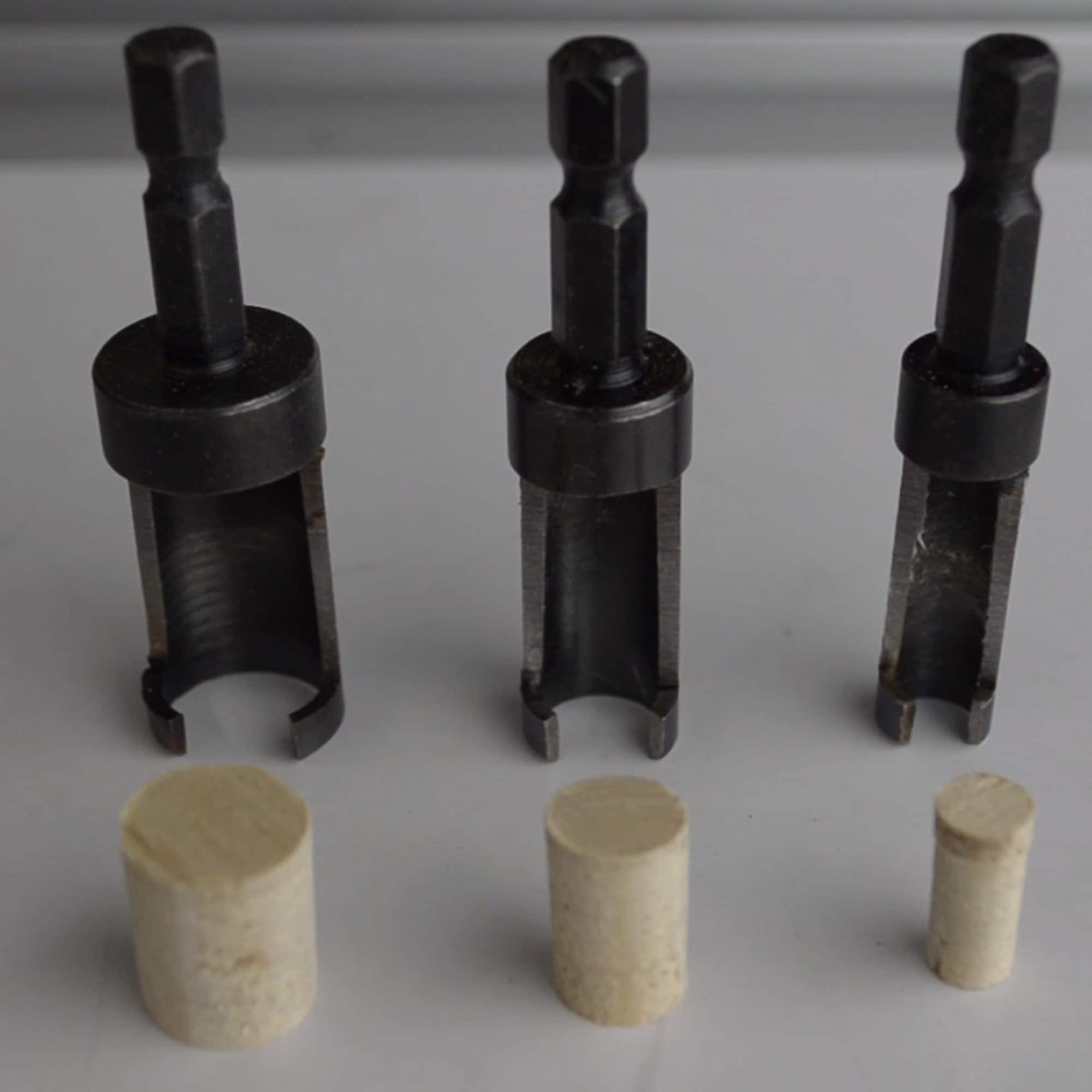 Juego de 3 cortadores cónicos para tapones Milescraft - 1/4 pulgadas, 3/8 pulgadas y 1/2 pulgadas - Construcción de acero - Compatible con cambio rápido 53400703