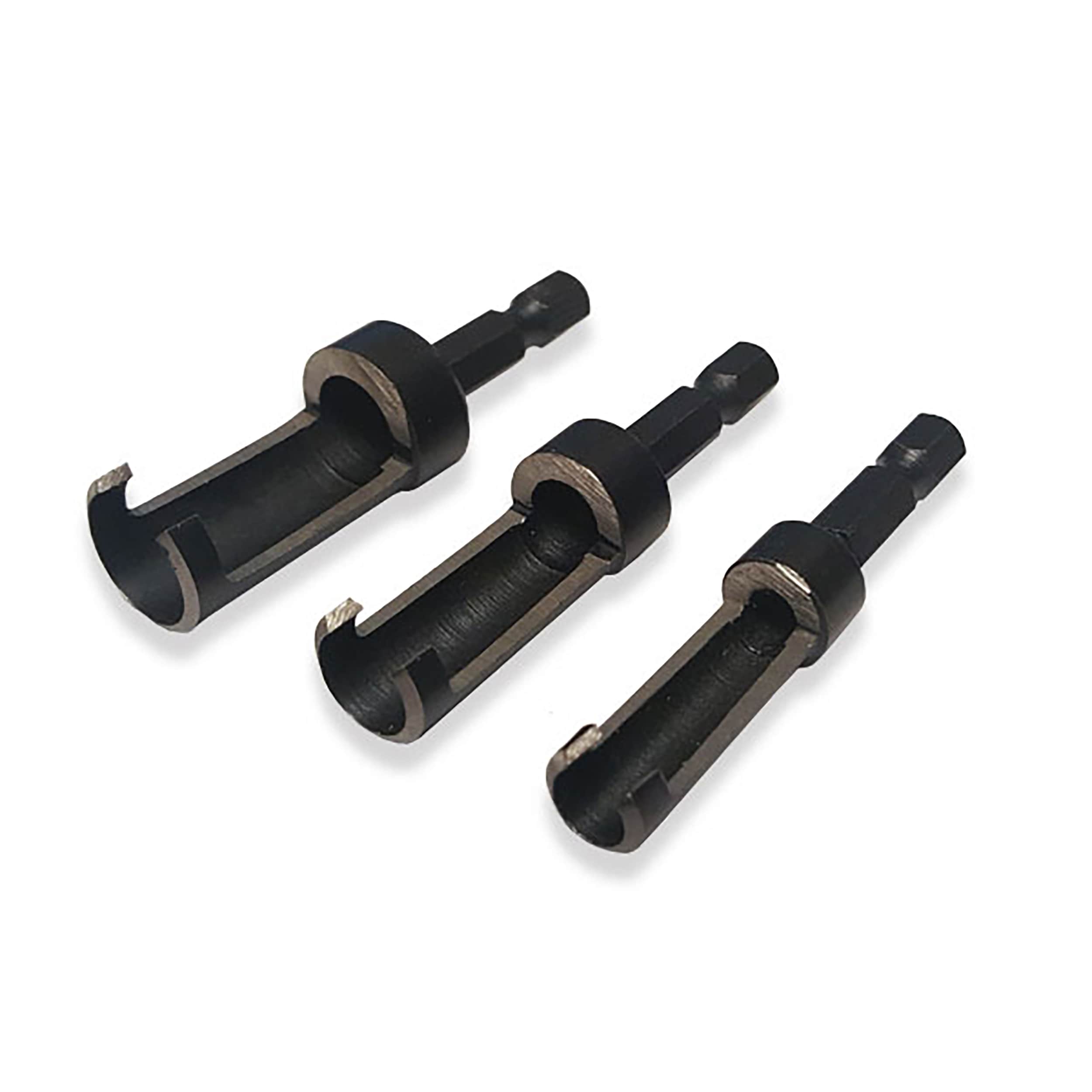 Juego de 3 cortadores cónicos para tapones Milescraft - 1/4 pulgadas, 3/8 pulgadas y 1/2 pulgadas - Construcción de acero - Compatible con cambio rápido 53400703