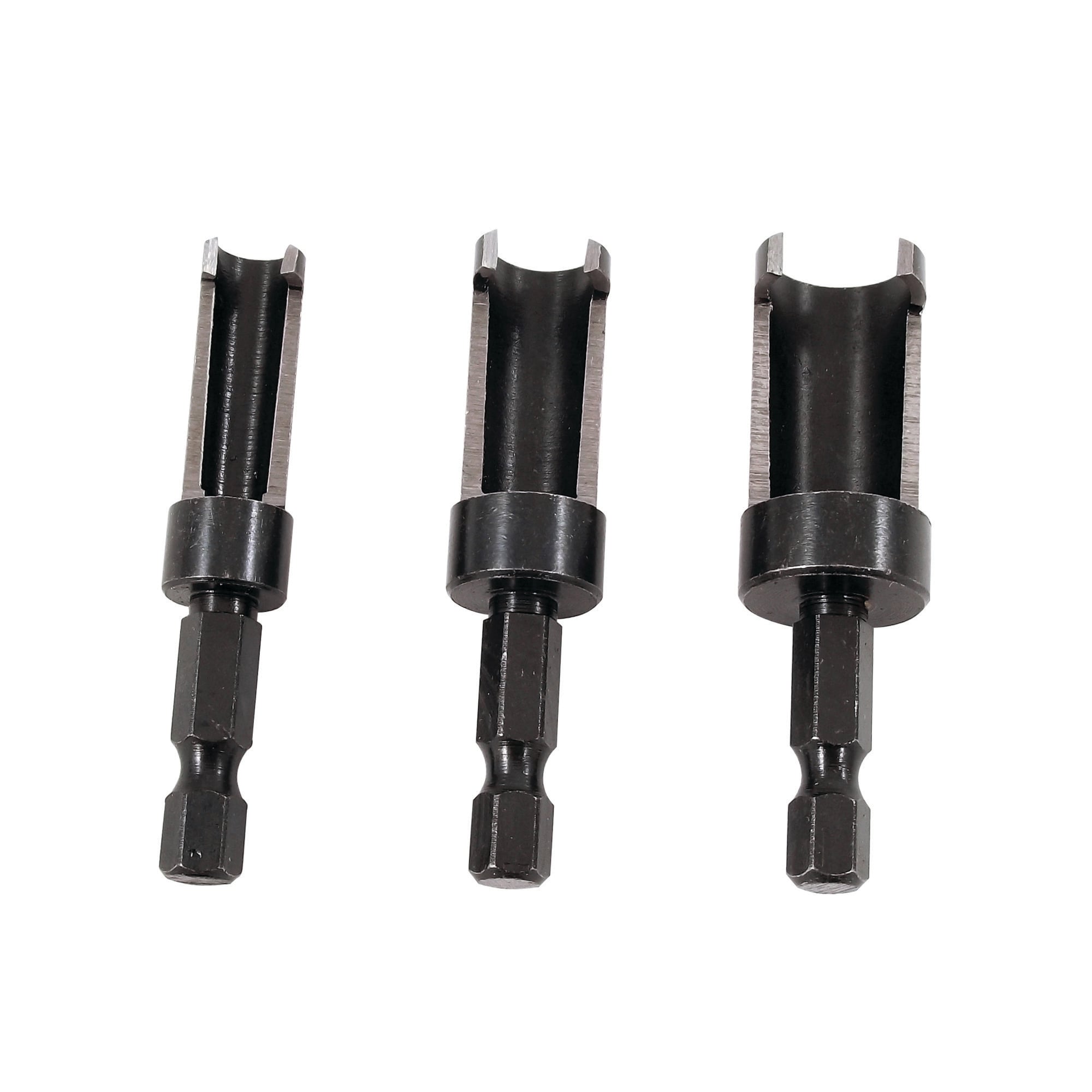 Juego de 3 cortadores cónicos para tapones Milescraft - 1/4 pulgadas, 3/8 pulgadas y 1/2 pulgadas - Construcción de acero - Compatible con cambio rápido 53400703