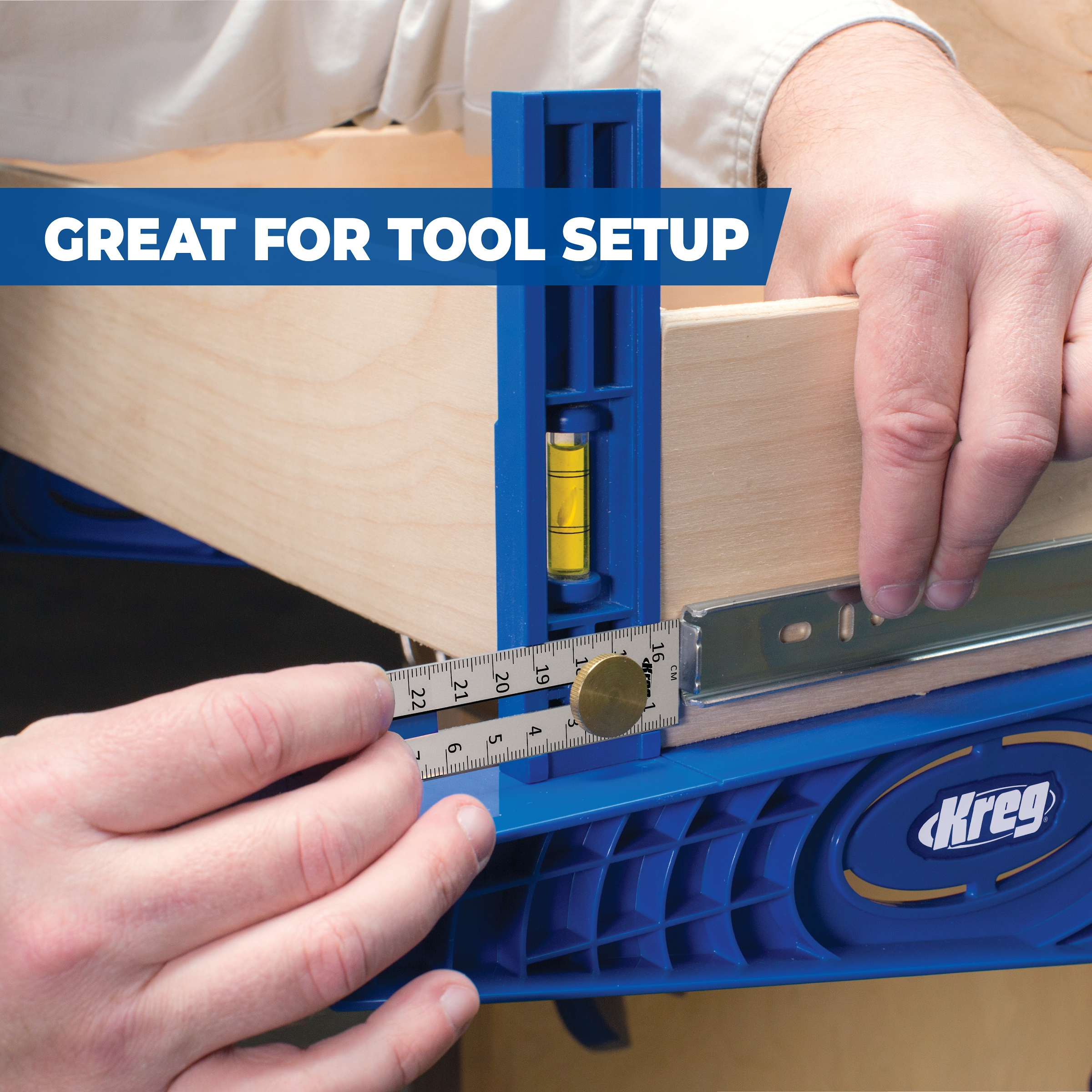 Accesorio Kreg Multi-Mark Jig con Tres Configuraciones de Escala, Escala Imperial y Métrica, Nivel de Torpedo Incorporado KMA2900