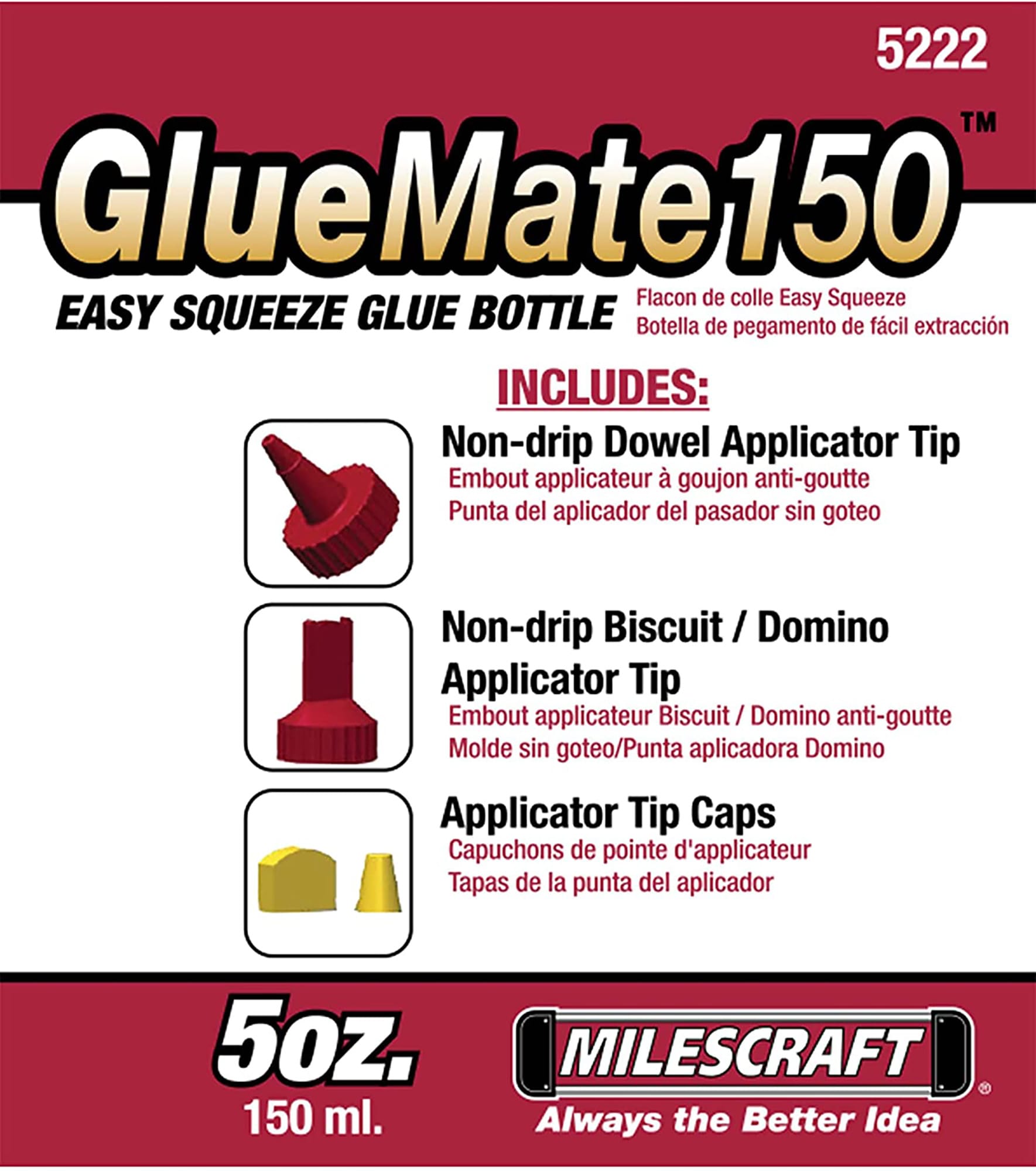 Paquete de 4 botellas de pegamento con puntas Milescraft Gluematekit 73690003