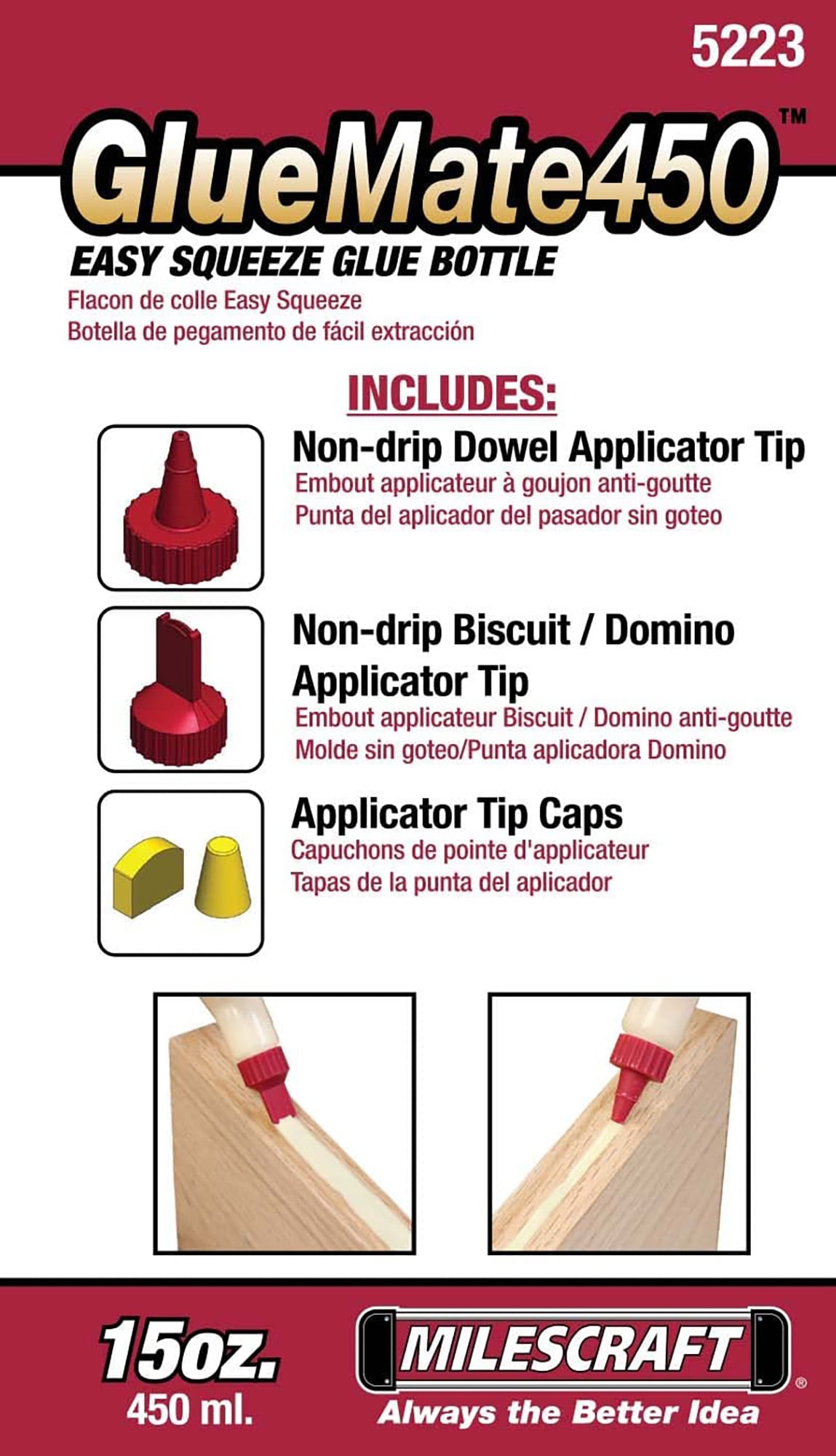 Paquete de 4 botellas de pegamento con puntas Milescraft Gluematekit 73690003