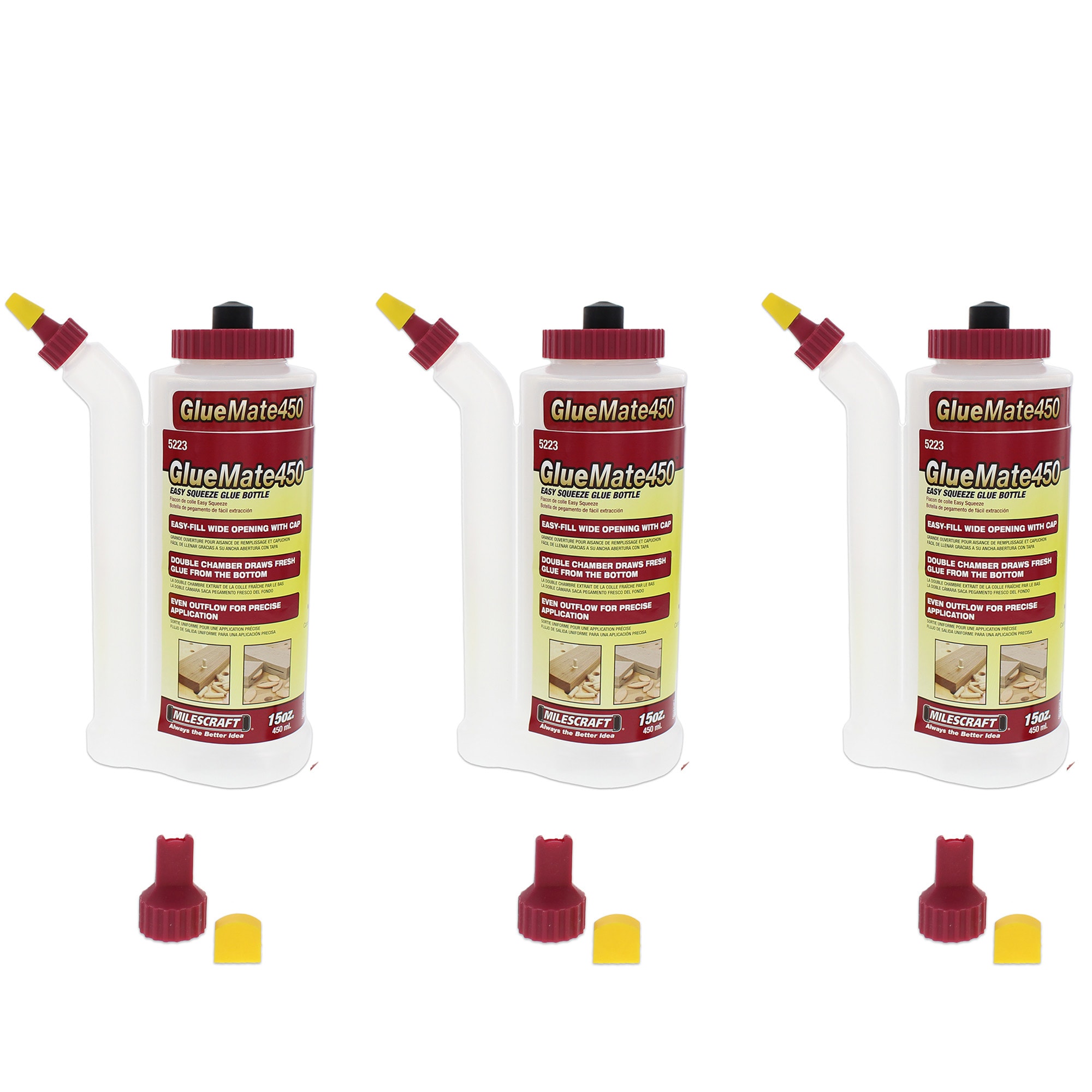 Milescraft Gluemate450- Paquete de 3 botellas de pegamento con puntas 72230003