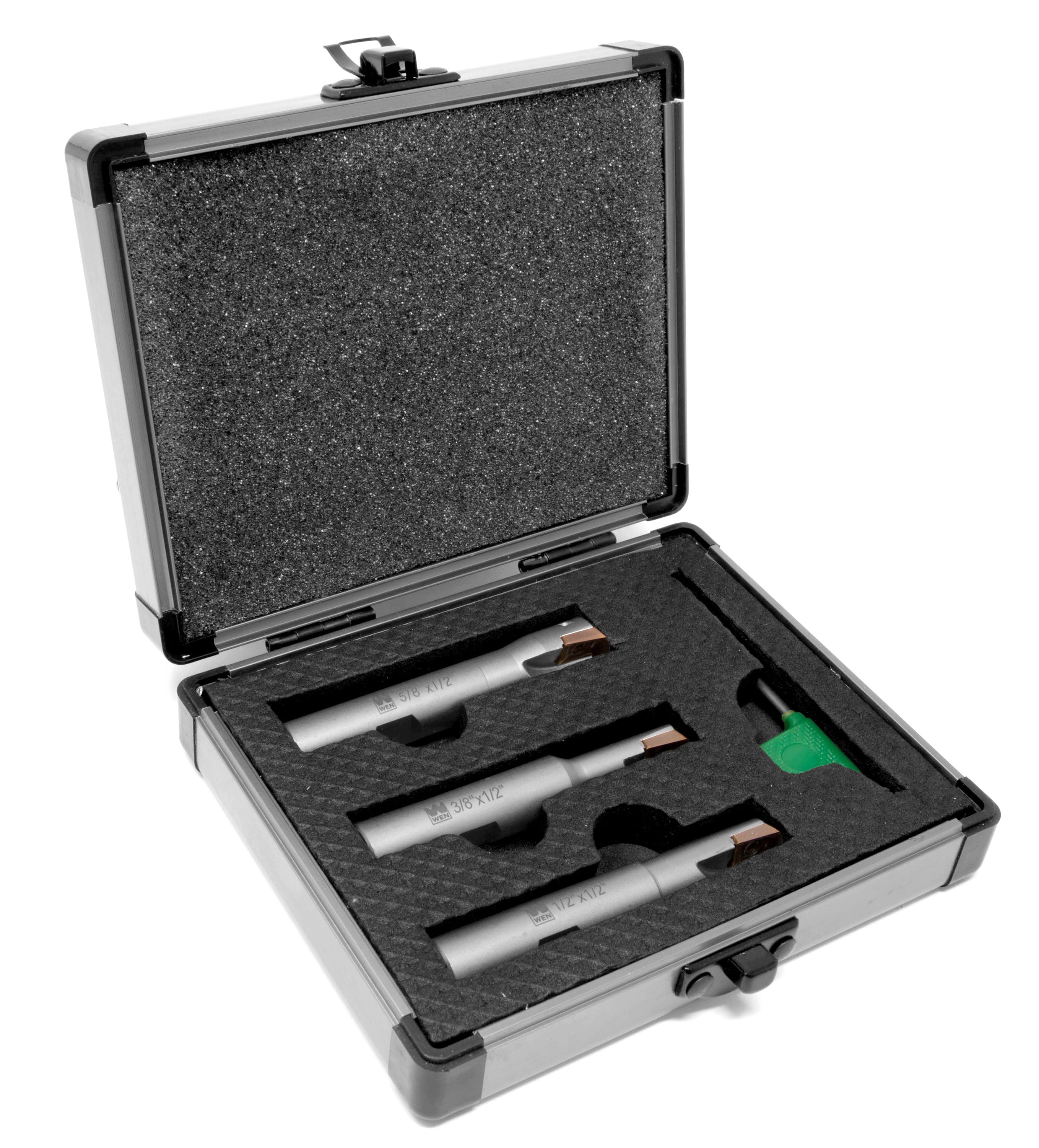 Conjunto de 3 piezas de fresa indexable de carburo de 90 grados con hombro cuadrado WEN Db003e en estuche de almacenamiento de aluminio DB003E