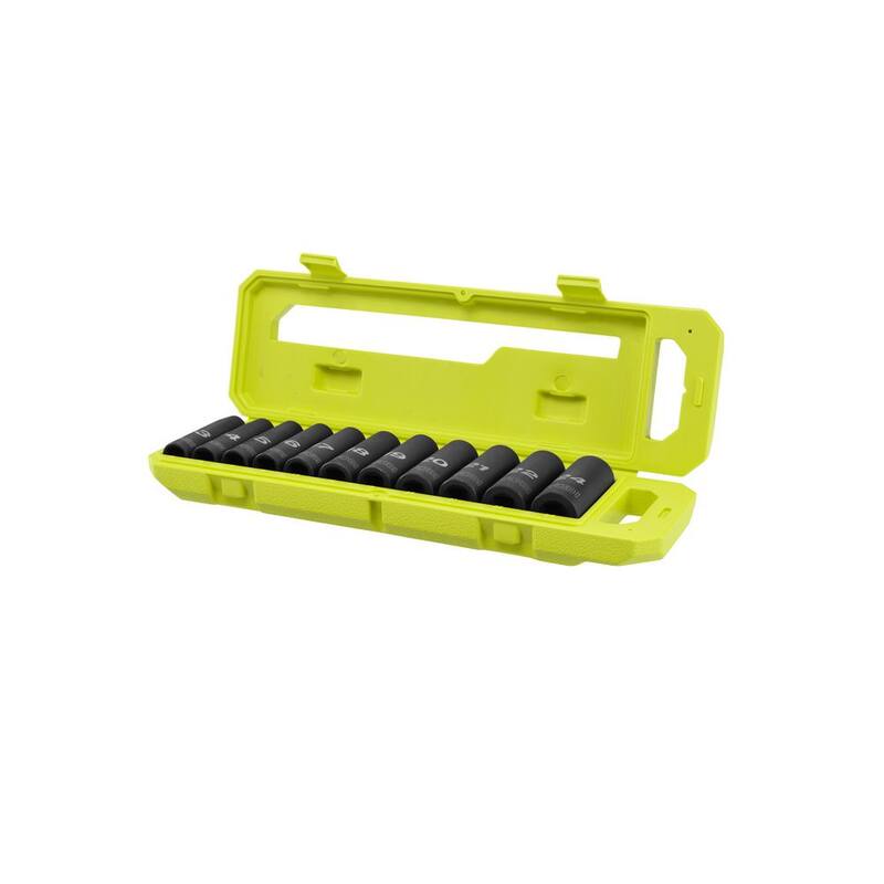RYOBI Juego de dados de impacto profundo métrico de 1/2 pulgadas (11 piezas) - RHMTIS31102