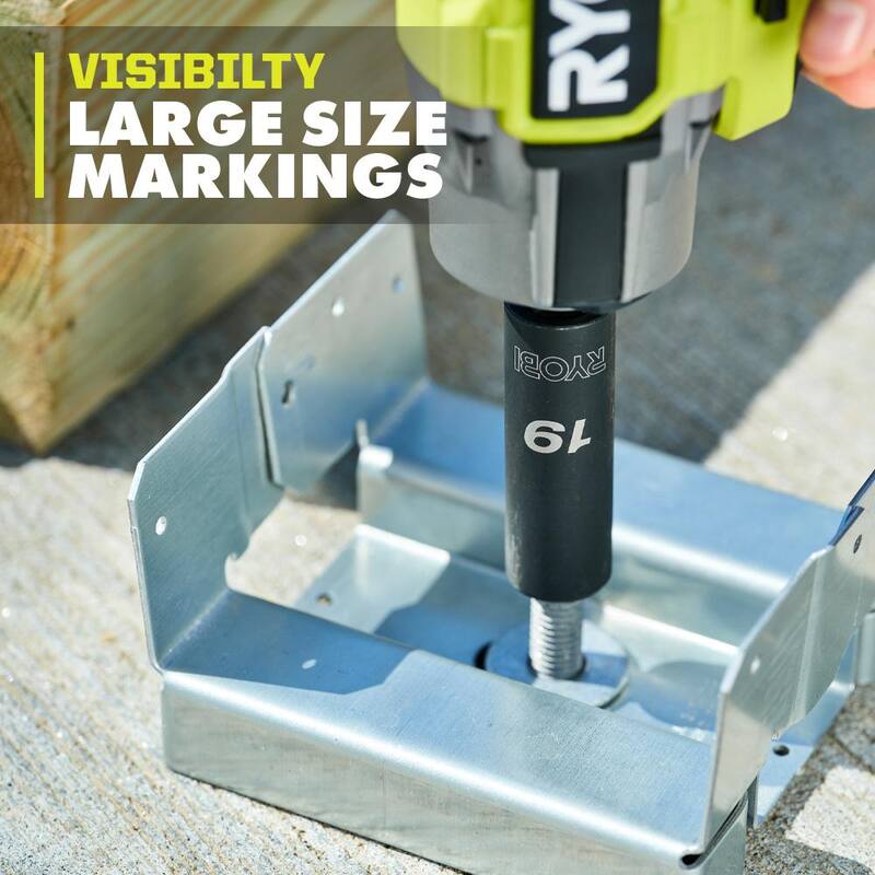 RYOBI Juego de dados de impacto profundo métrico de 1/2 pulgadas (11 piezas) - RHMTIS31102