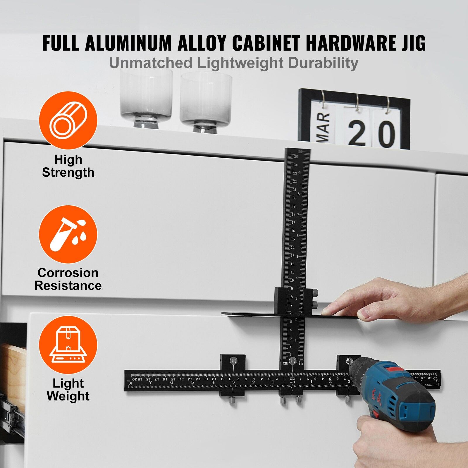 Plantilla de hardware para gabinete SVOPES de aleación de aluminio ajustable para la instalación de puertas y cajones frente. SVOPESJJWJJJQ04647V0