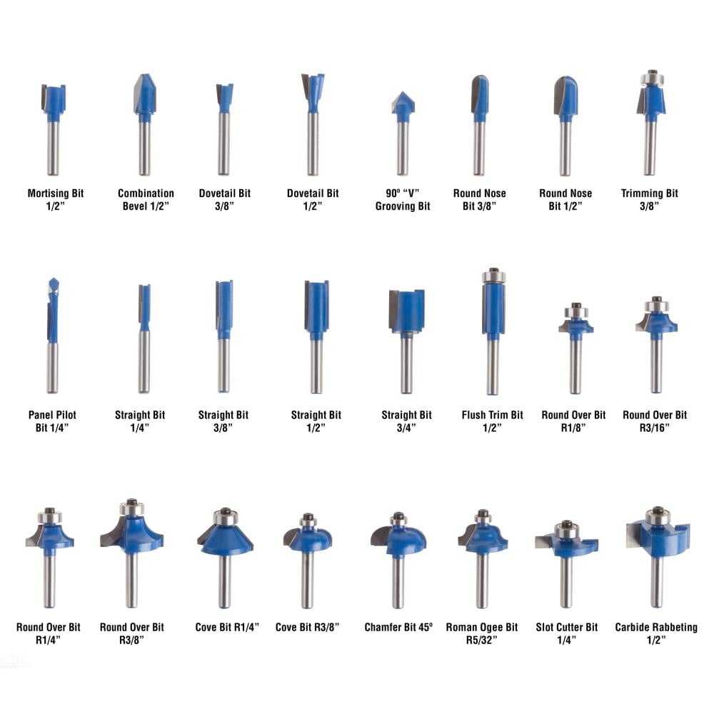 Juego de 24 piezas de brocas para router con punta de carburo Fleming Supply 589605TDR