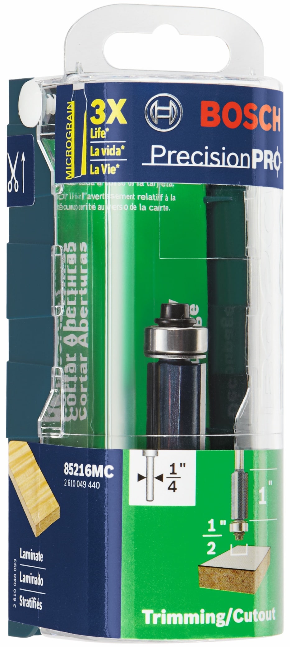 Broca para enrasar laminado con punta de carburo de 1/2 pulgadas Bosch 85216MC